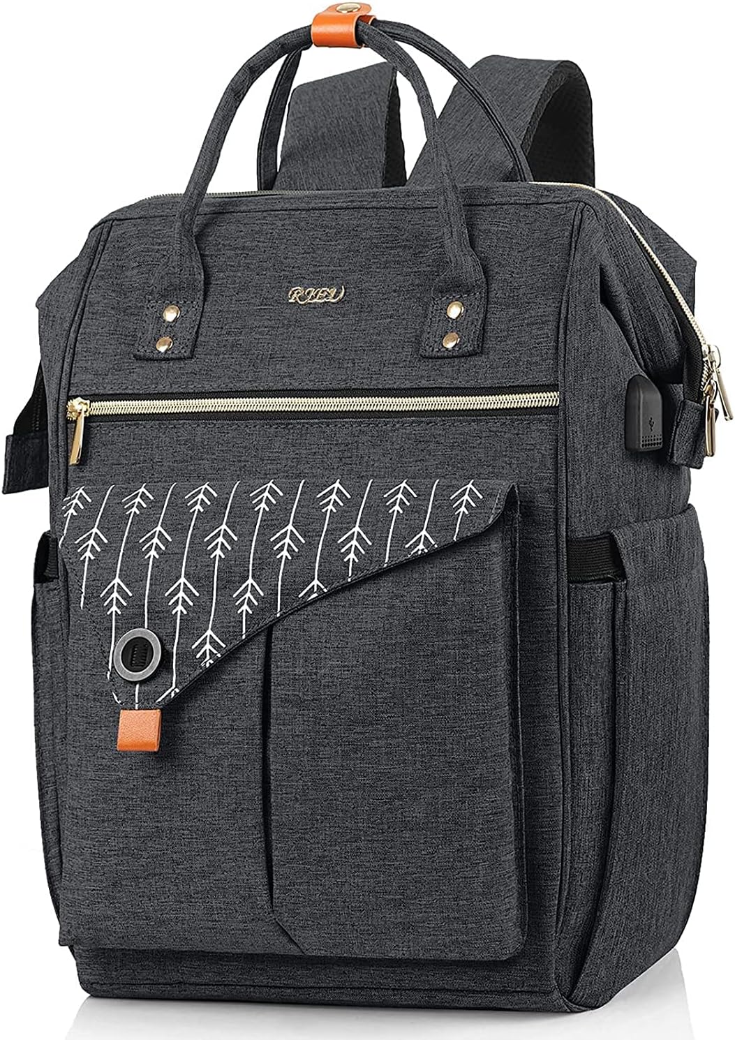 Women Backpack Travel Laptop Bag - 15.6 Inch Anti Theft Slim Backpack with USB Charging Port, Water Resistant Sturdy- School College, Ergonomic, Fits Notebook, Black