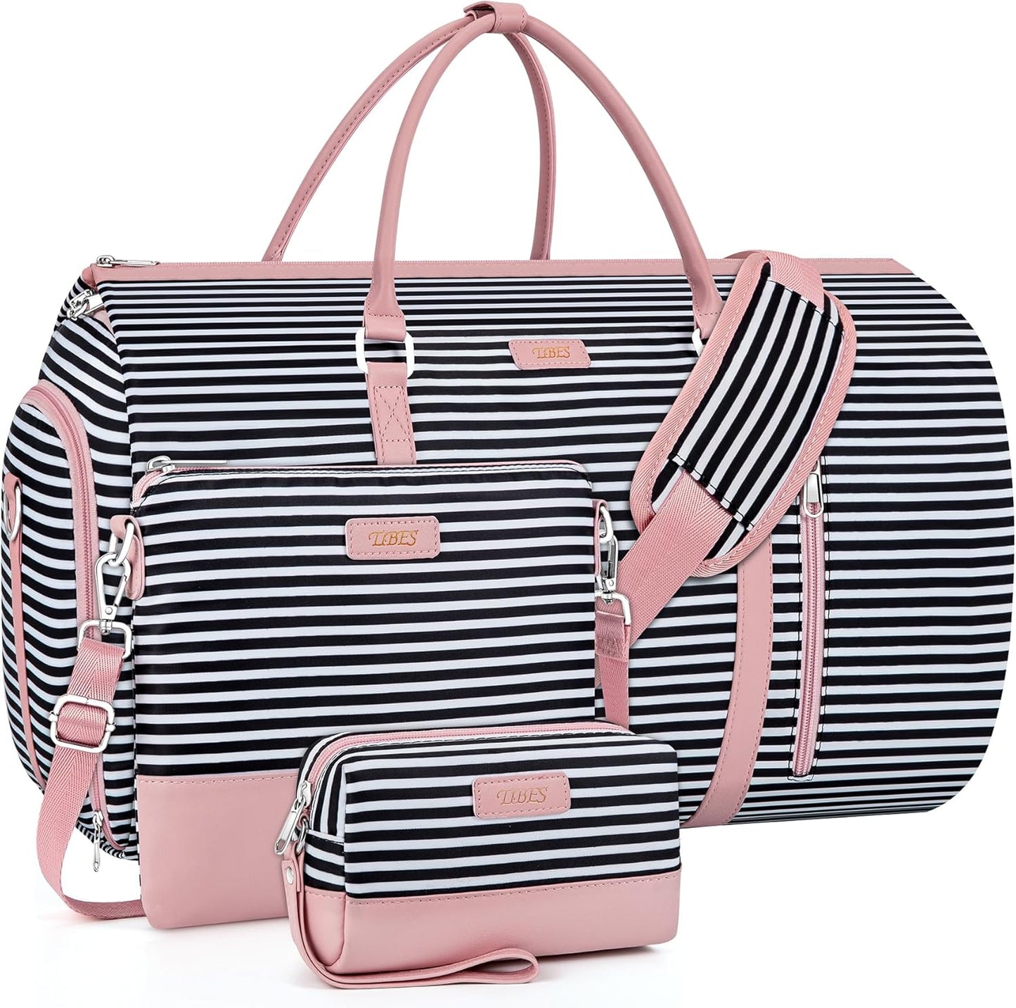 Convertible 2-in-1 Garment Bags for Travel, Carry On Garment Duffle Bag With Shoe Compartment Large Weekender Bag for Women Men Hanging Suitcase Suit Travel Duffel Overnight Bags 4pcs Set