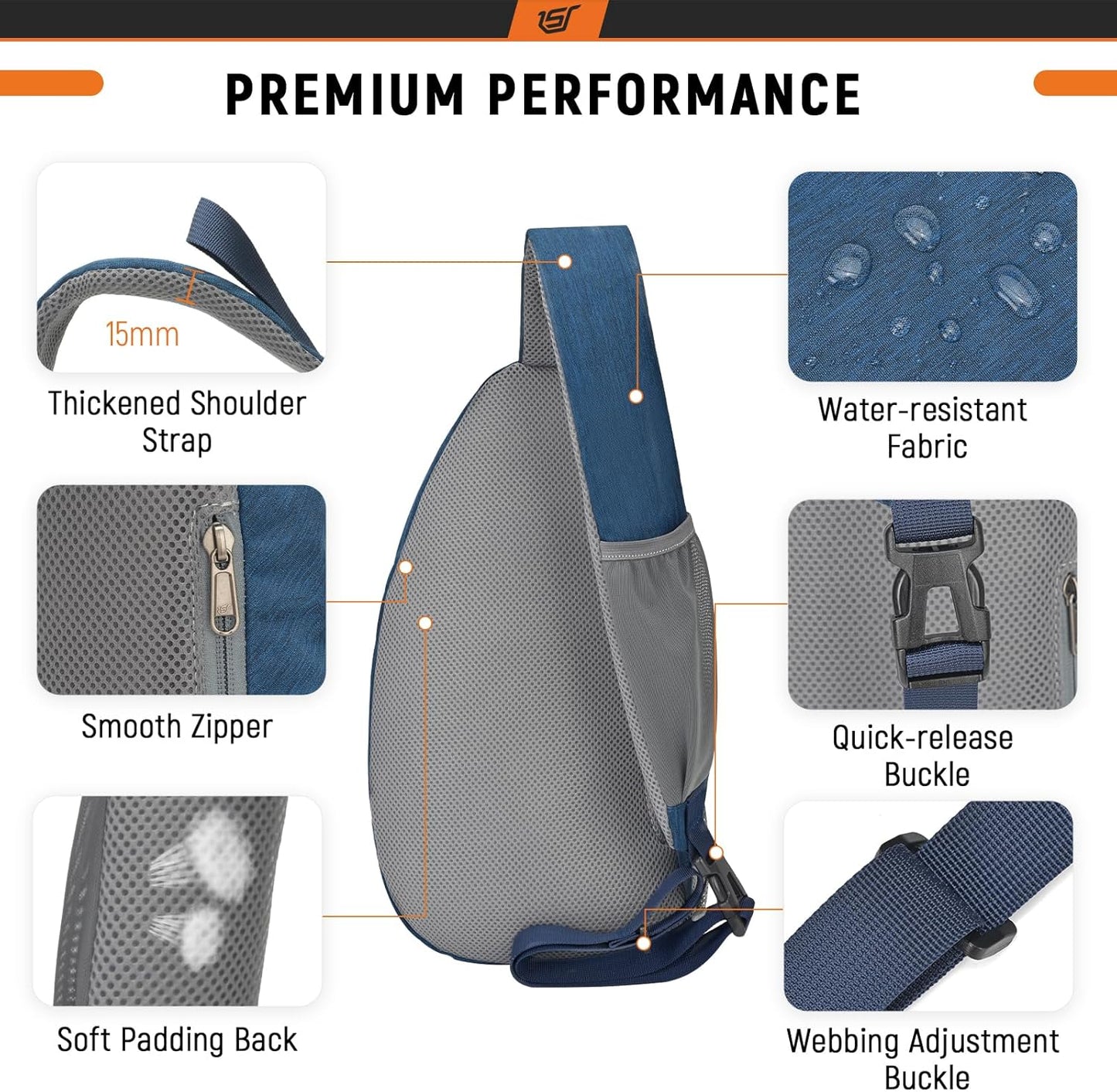 SKYSPER Sling Bag RFID Crossbody Sling Backpack Cross Body Shoulder Travel Bag Hiking Daypack for Women Men(Blue)