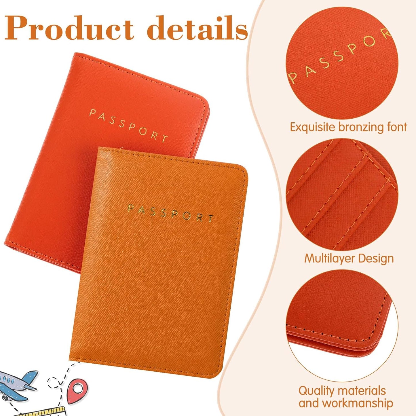 Frienda 2 Pieces Bridal Passport Covers Holder Waterproof Leather Holder Covers Travel Wallet Passport Case for Women and Men