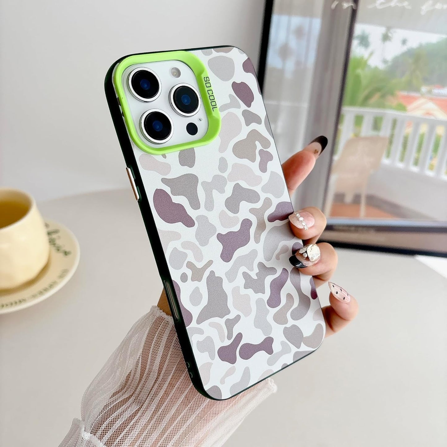 for iPhone 15 Pro Max Case, Vintage Camo Pattern Design for Men Boys Teens, Cool Camouflage Shockproof Protective Cover for Girls Women - Green