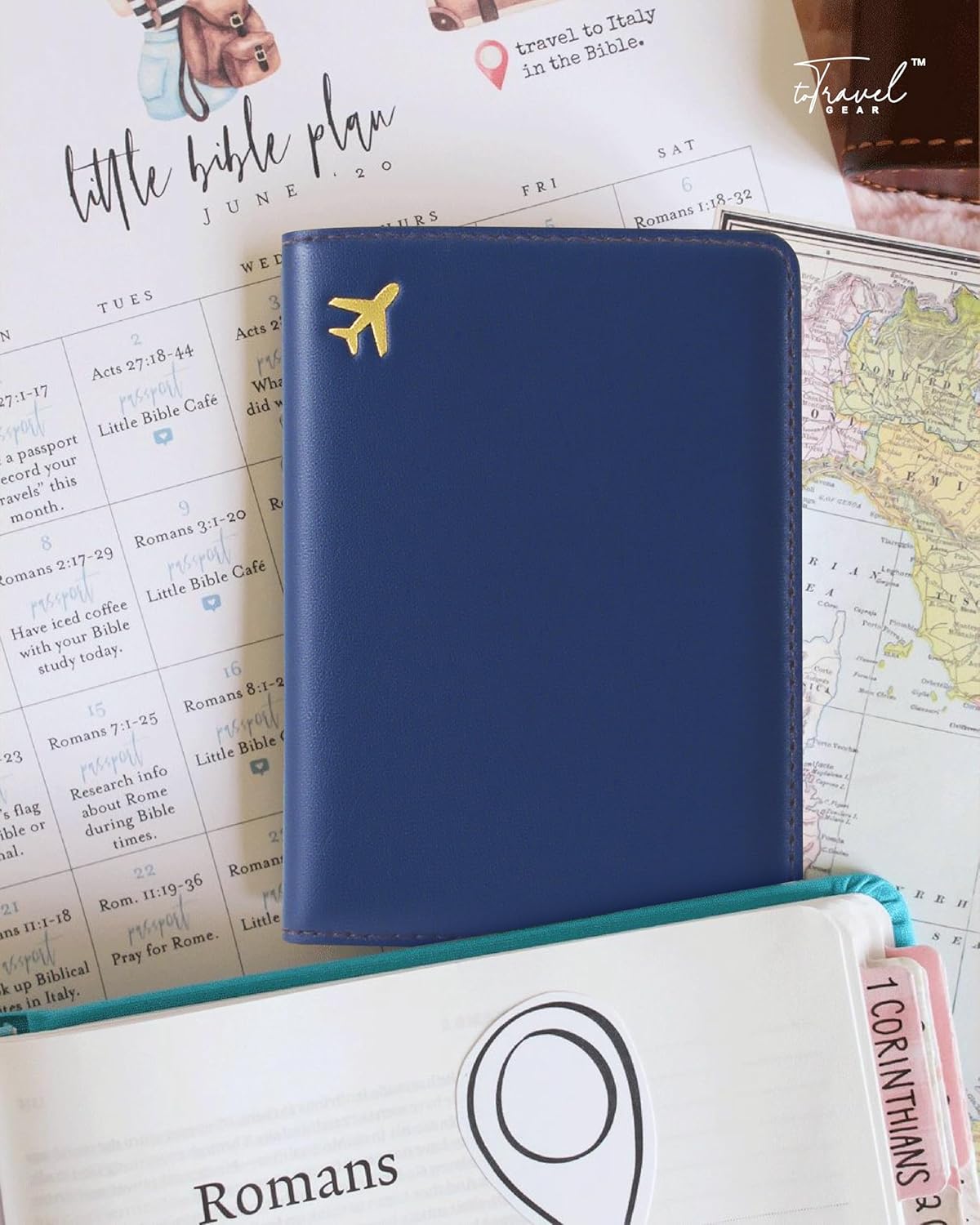 PU Leather Passport Holder Covers Case, Waterproof Rfid Blocking Travel Wallet Passport Holder(Marine Blue)