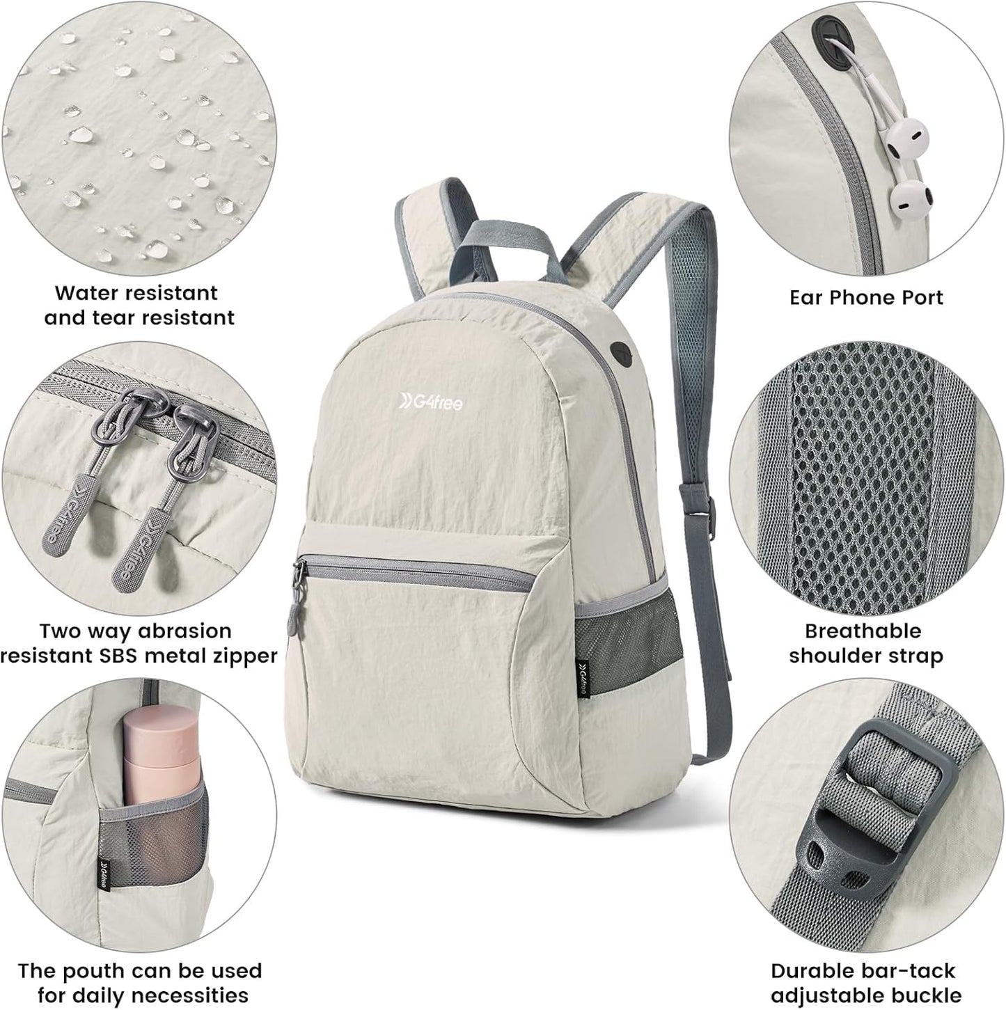 G4Free 20L Lightweight Packable Backpack Travel Hiking Daypack Foldable Backpack for Men Women