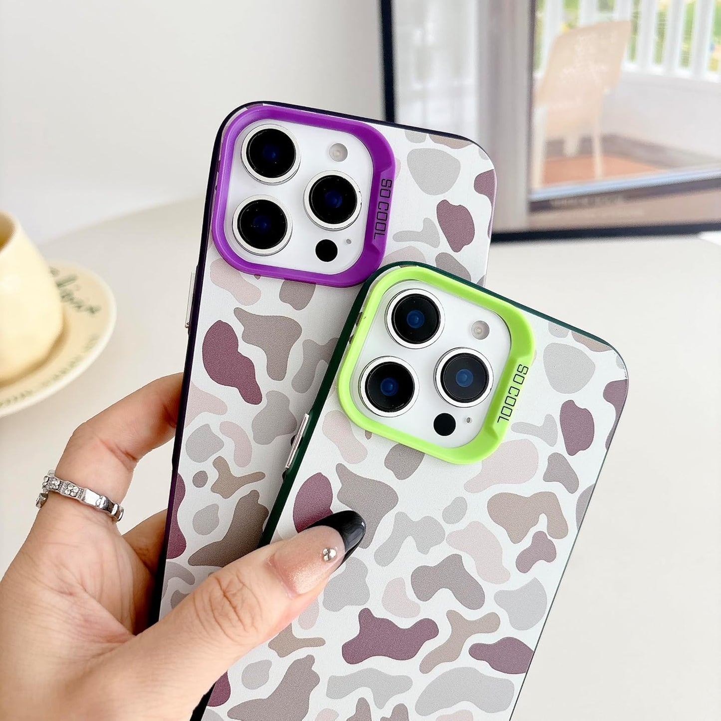 for iPhone 15 Case, Vintage Camo Pattern Design for Men Boys Teens, Cool Camouflage Shockproof Protective Cover for Girls Women - Green