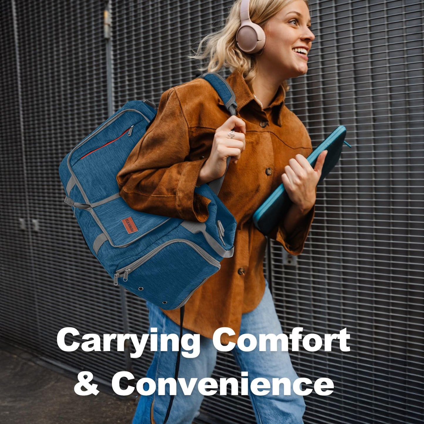 Canway 40L Foldable Duffle Bag for Travel Men & Women Carry On 22"x14"x9" Airline Approved, Small