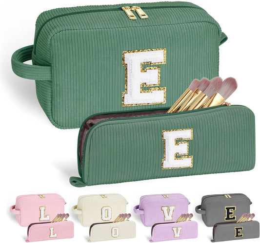 YOOLIFE Initial Travel Makeup Bag Cosmetic Bag - Teen Girl Gifts Trendy Stuff Friend Birthday Gifts for Women Teen Girl Kids