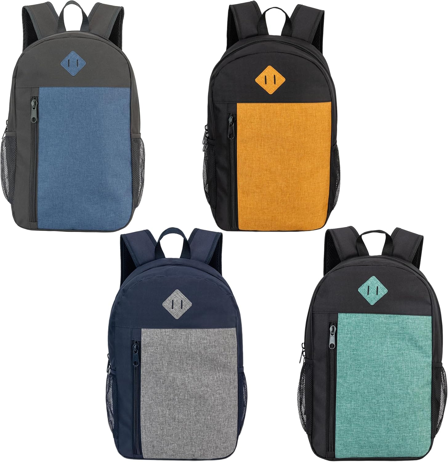 24-Pack 19" Padded Back Backpacks for Kids - Bookbags in Bulk for Middle and High School Students