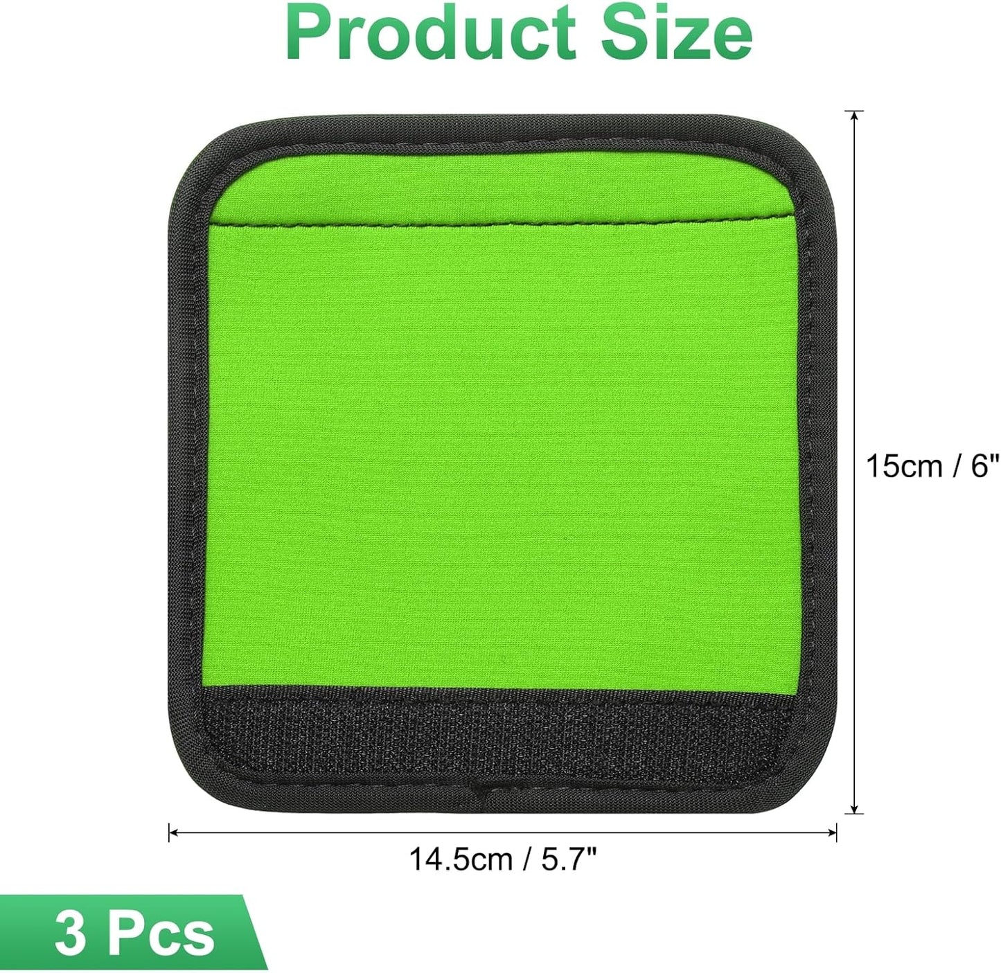 uxcell 3 Pcs Luggage Handle Wrap for Suitcase, Neoprene Handbag Grip Cover Protector Luggage Identifiers Suitcase Handle Wraps for Luggage Shopping Bag Travel Bags, Fluorescent Green