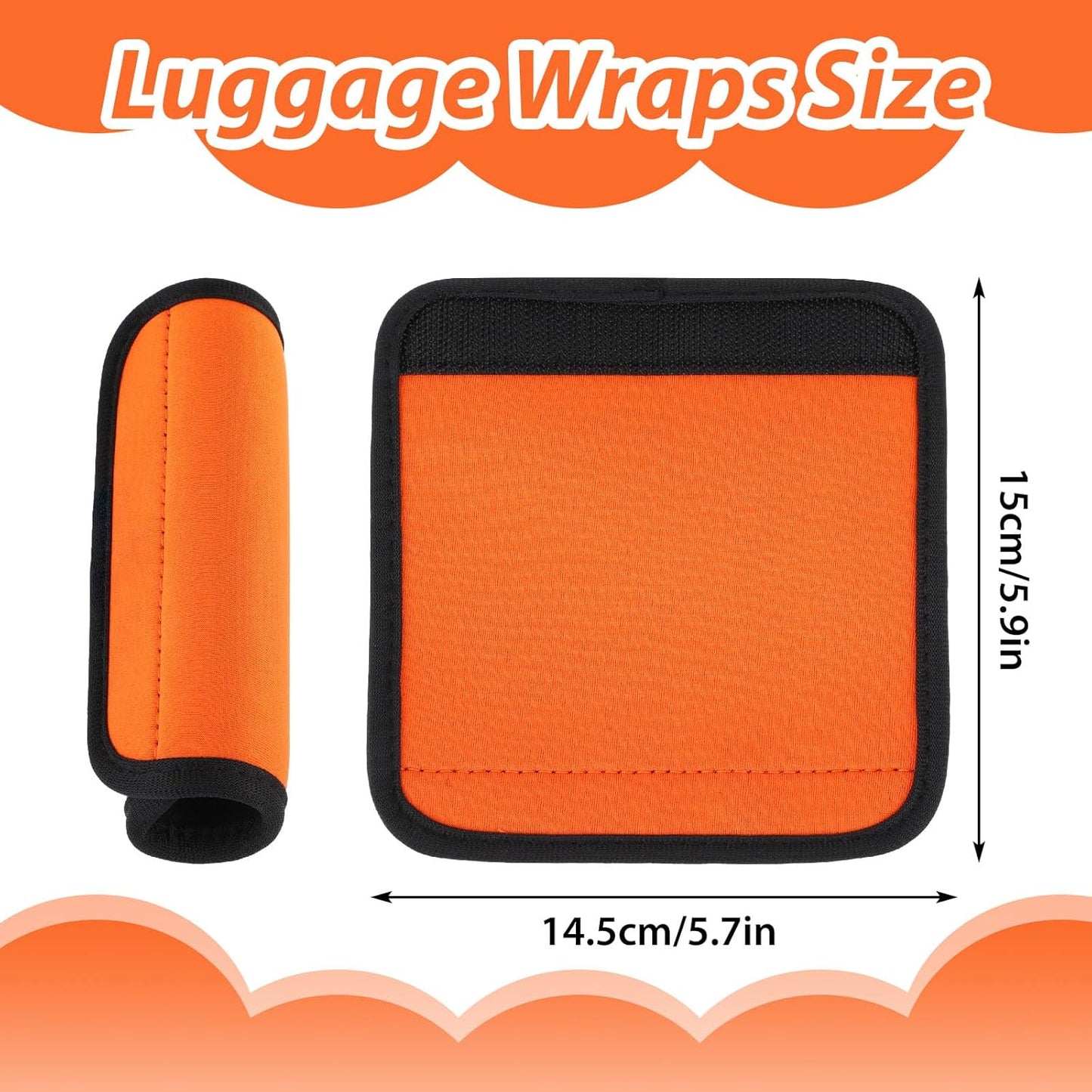 2 Pack Luggage Handle Wraps for Suitcase, Bright Color Comfort Soft Handle Covers Suitcase Luggage Handle Wrap Luggage Tag Wraps Travel Accessories (Orange)