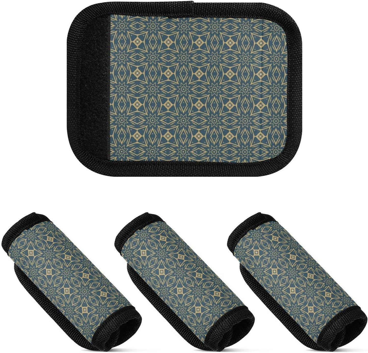 Geometric Patterns 4 Pack Luggage Handle Wraps Covers for Suitcase Identifiers Bag Tags Travel Accessories