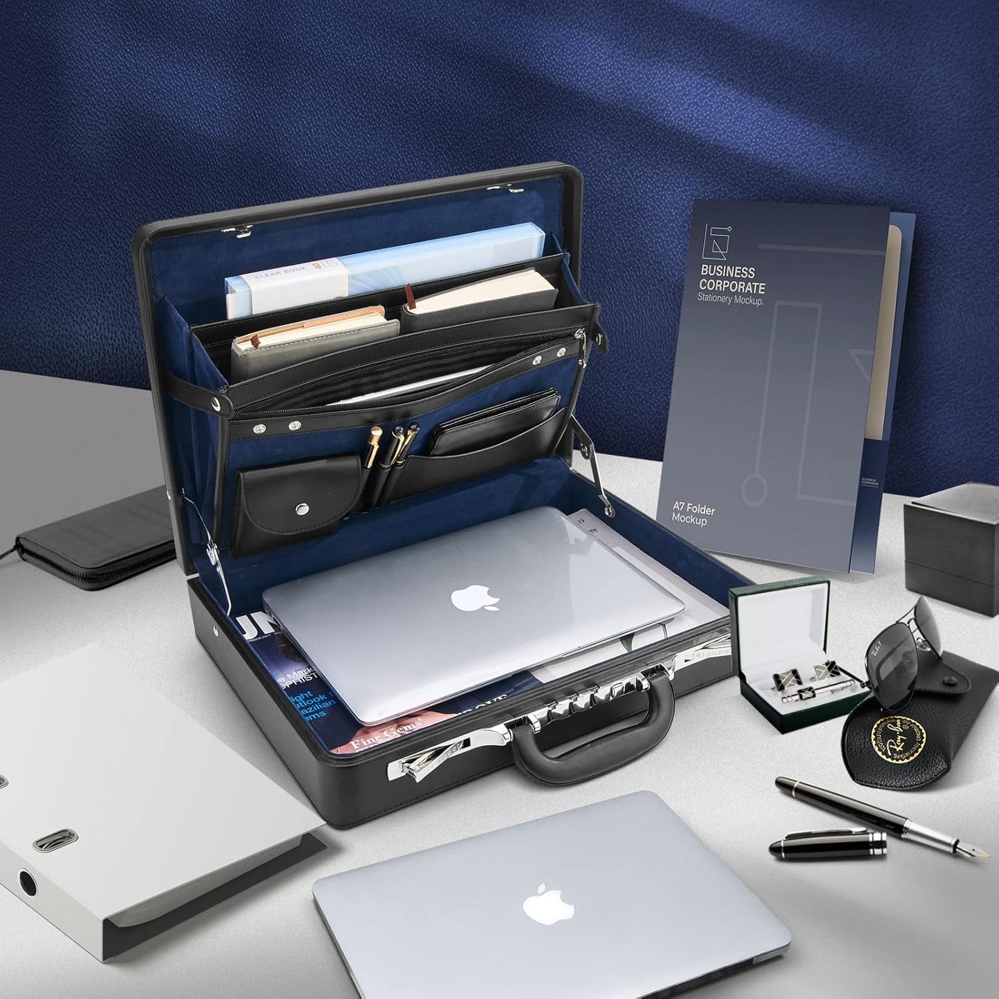Briefcases for Men, Professional Leather Briefcase with Lock, Hard Shell Business Brief Case