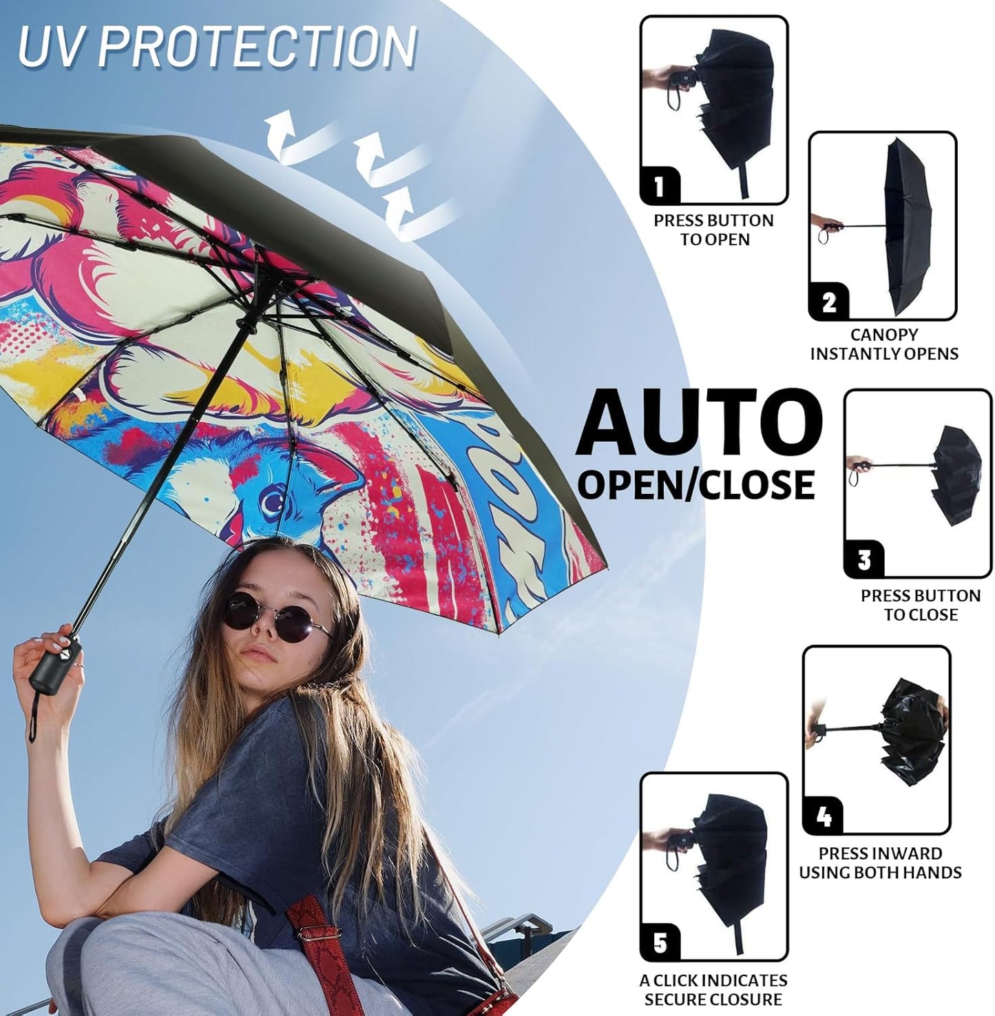 SY COMPACT Travel Umbrella Windproof Automatic Umbrellas Small Compact UV Sun Protection Factory Outlet Umbrella