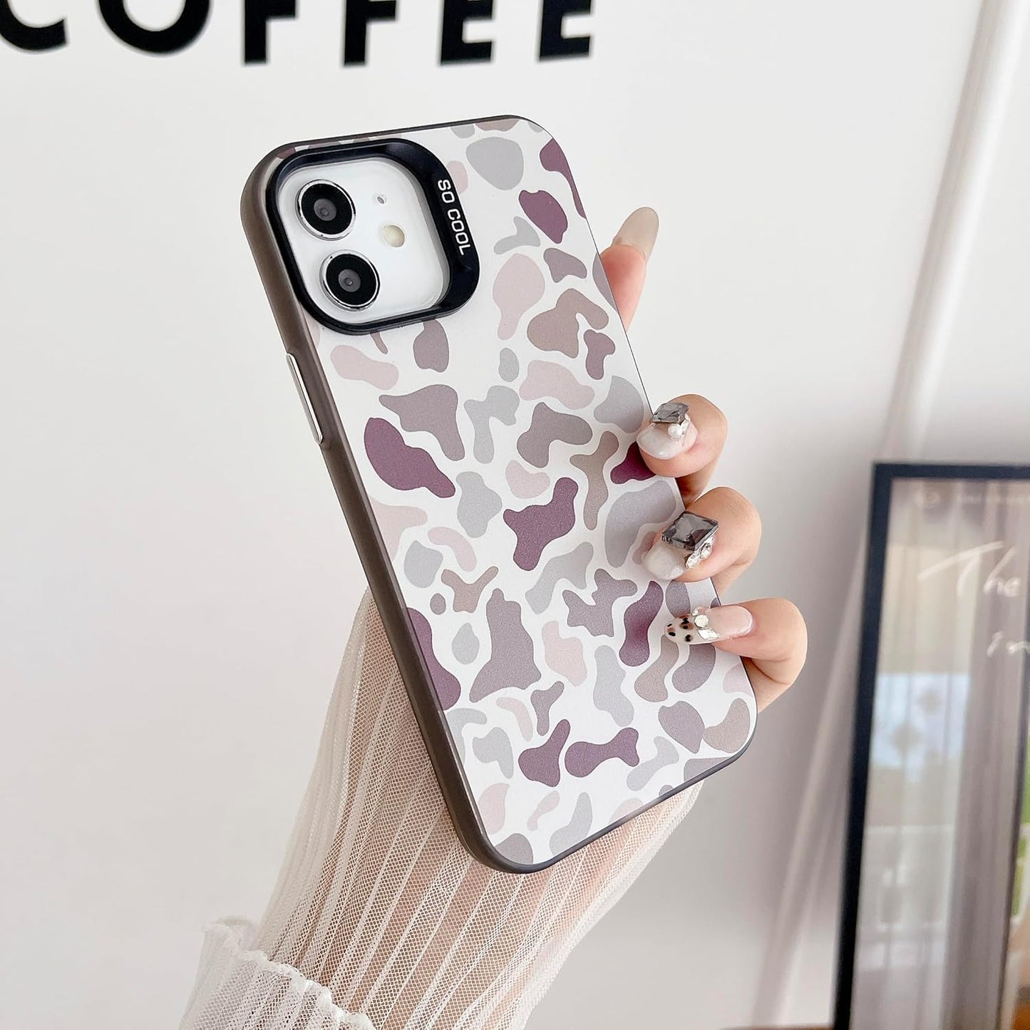 for iPhone 12 Case & iPhone 12 Pro Case, Vintage Camo Pattern Design for Men Boys Teens, Cool Camouflage Shockproof Protective Cover for Girls Women - Black