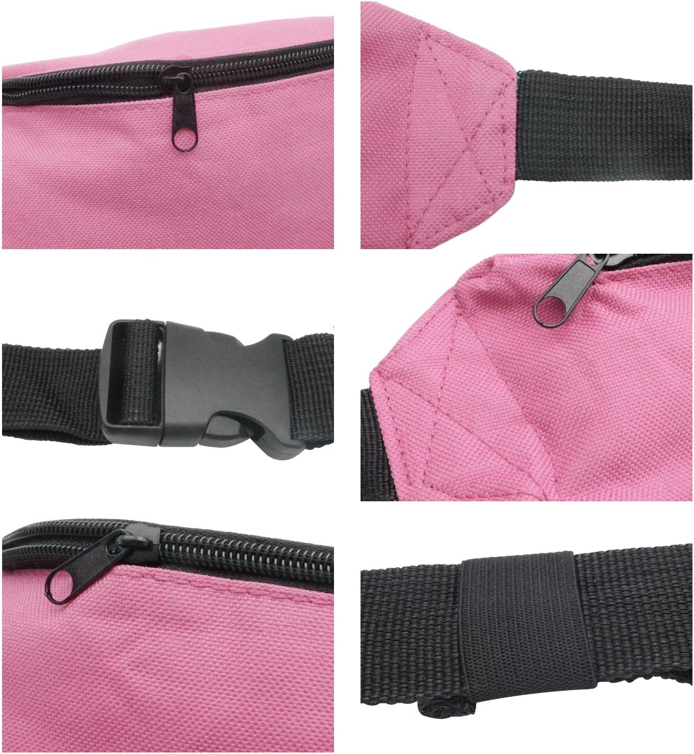 INNOLIFE Unisex Men Women Fashion Sporty Multi-Purpose 2-Zipper Waist Belt Bag Fanny Pack Adjustable Strap for Sport Hiking Traveling Passport Wallet (Pink)