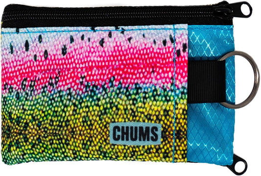 Chums Surfshorts Wallet - Lightweight Slim Wallet w/ RFID Blocking Card - Zippered, Minimalist Wallet w/Key Ring - Patterns