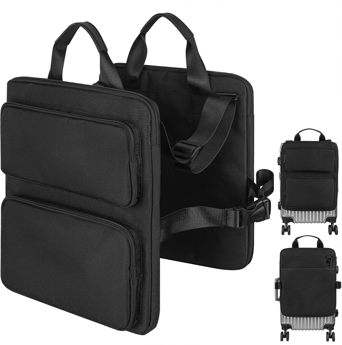 Add-a-Bag Luggage Strap – Adjustable Over Luggage Organizer for Hanging Extra Bag, Hands-Free Multi Travel Accessory for Business Trips & Vacations, Fits Most Suitcases & Laptop (Black-2)