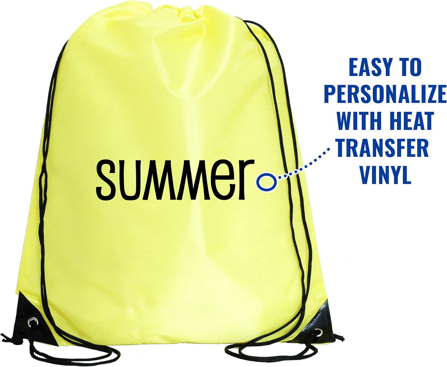 Threadart Drawstring Backpacks - Pack of 10 - Yellow | Sports Cinch String Sack | Gym, Storage & Travel | Large 15" x 18.5"