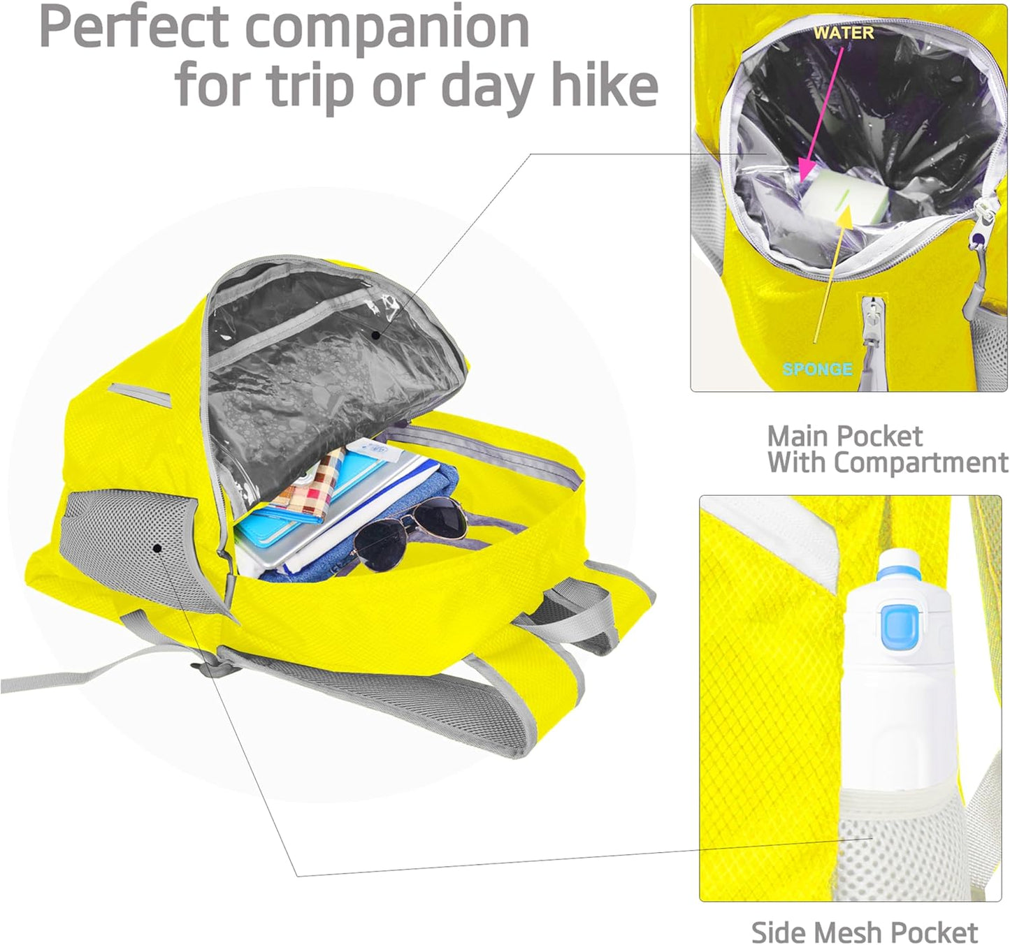 35L Foldable Waterproof Backpack For Outdoor Sports Travel Inside Wet Clothes Compartment Packable