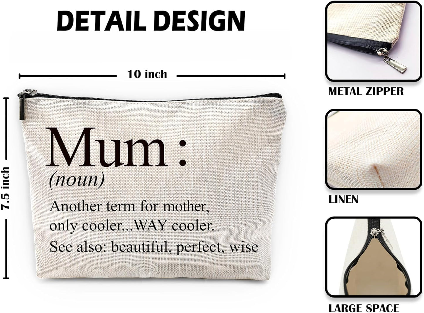 Sufamb Mum Gifts Makeup Bag, Best Mom Gifts for Mother's Day Birthday from Son and Daughter Cosmetic Bags, Gift for Mother Portable Small Toiletry Bag Zipper Makeup Pouch