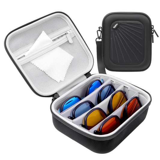 Portable Travel Sunglasses Organizer Case for 4 Pairs glasses for Men Women