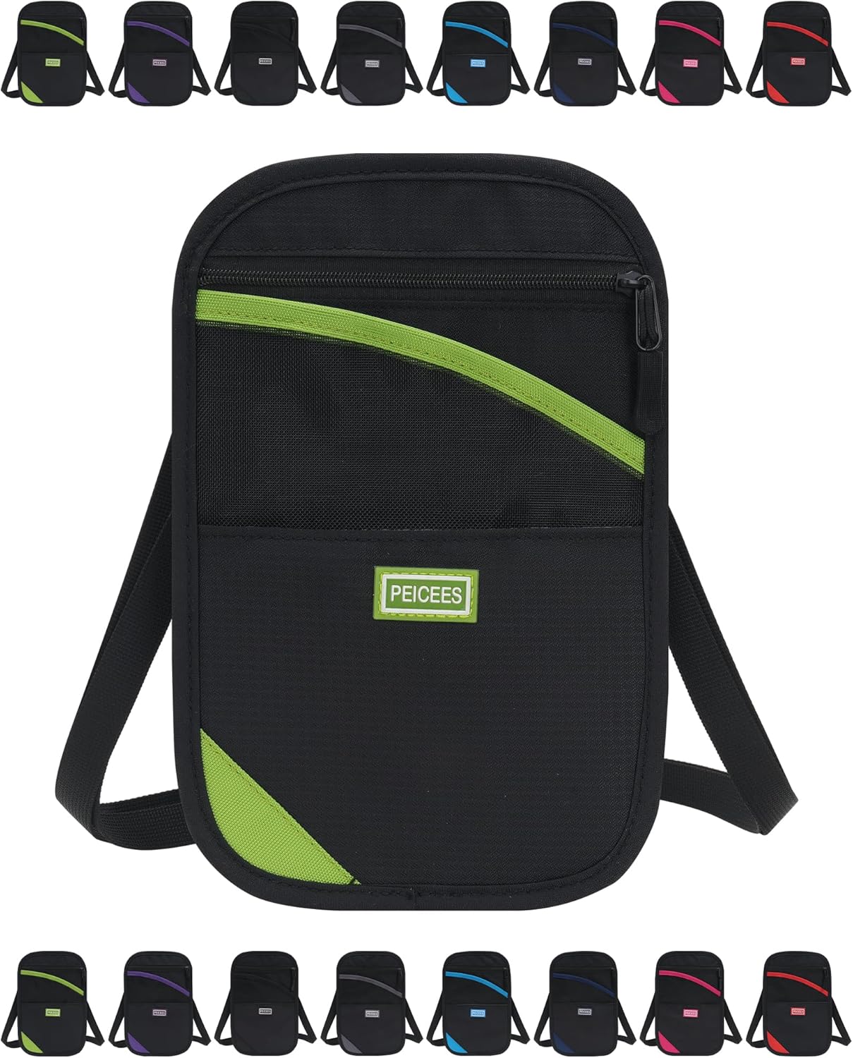 Peicees Neck Wallet, RFID Blocking Passport Holder, Easy to Conceal Travel Pouch, Green
