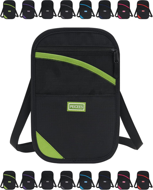 Peicees Neck Wallet, RFID Blocking Passport Holder, Easy to Conceal Travel Pouch, Green