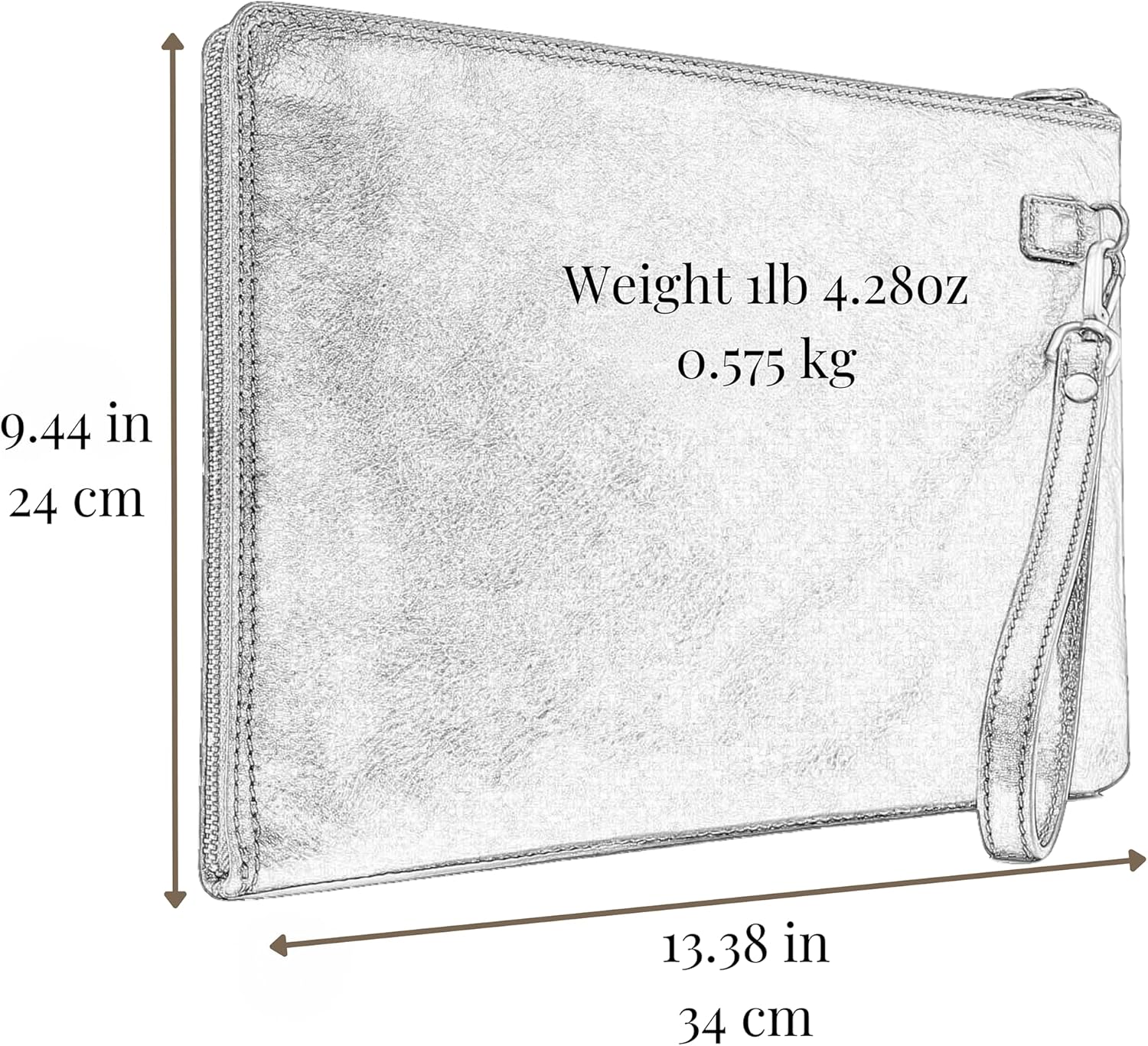 Time Resistance Leather Clutch for Men Organizer Wrist Bag Briefcase Handmade in Italy