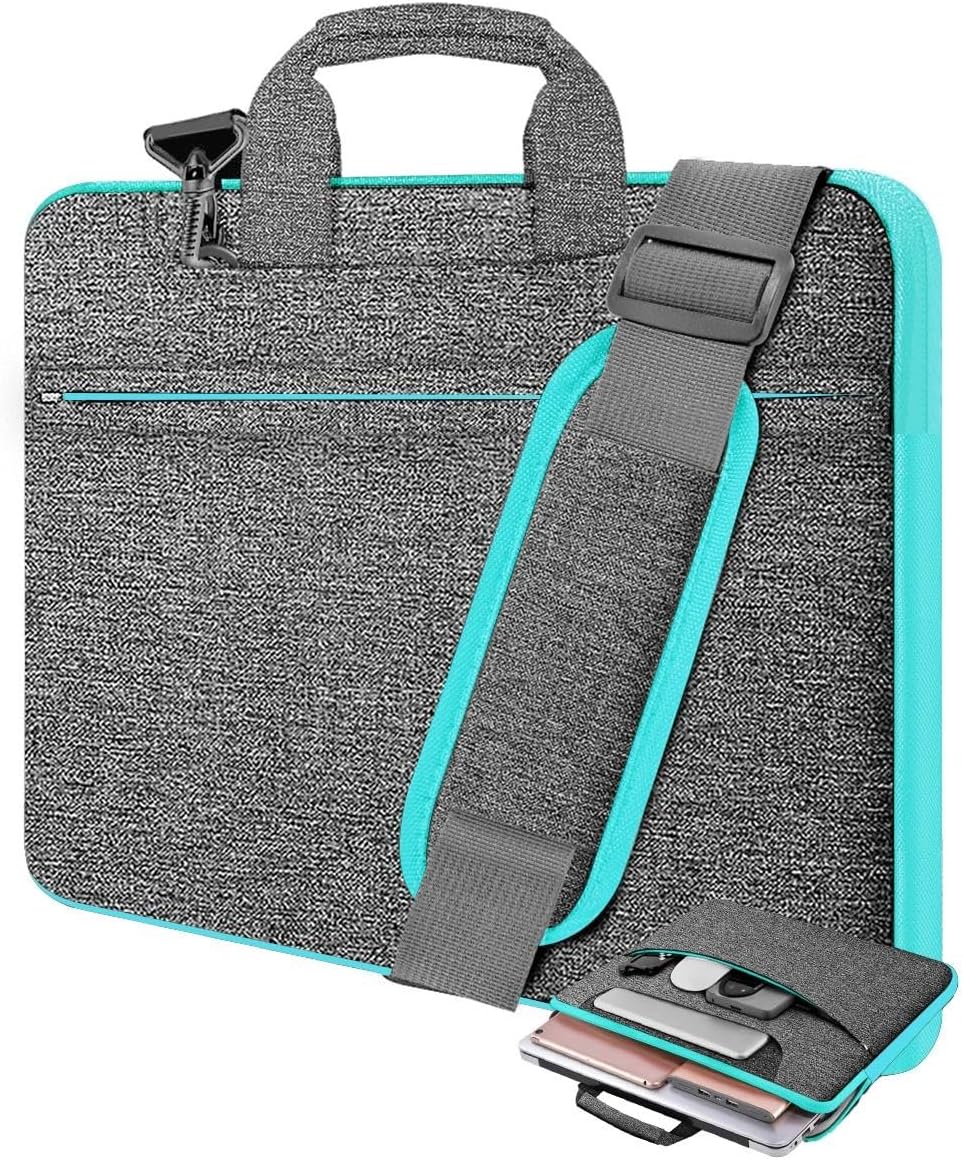 Laptop Shoulder Bag 17.3 inch Case, Durable Shockproof Protective Briefcase with Multi-Pockets Compatible with Most 17-17.3 inch HP Acer Dell MSI Notebooks,Dark gray-blue