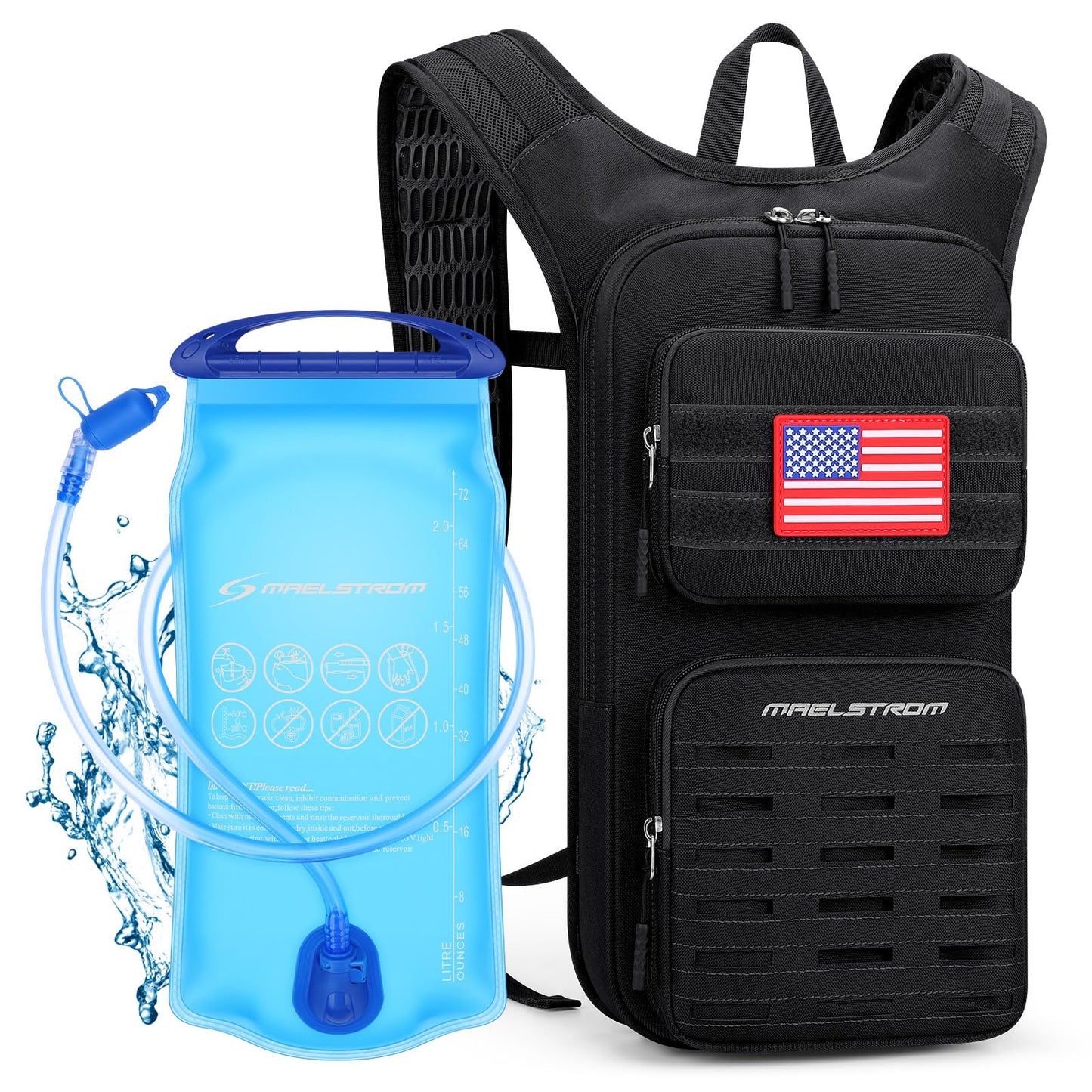 Maelstrom Tactical Hydration Backpack,Water Pack with 2L Water Bladder