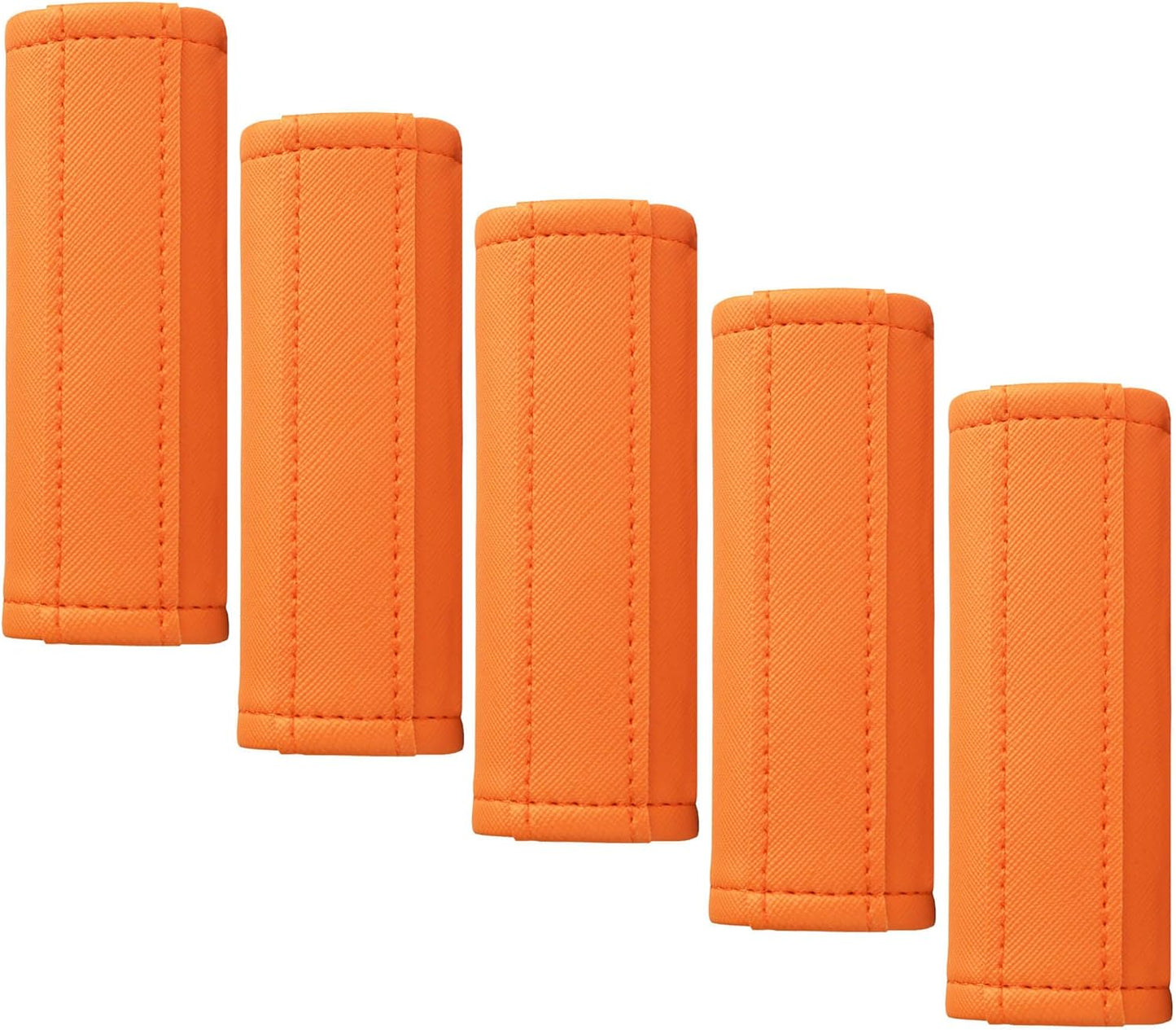 Luggage Handle Wrap 5 Pack-Leather Luggage Handle Wraps for Suitcase/Handbag/Duffel Bag/Car Bright Luggage Identfier/Handle Covers/Grips Luggage Accessories for Travel 3.0 (Orange)