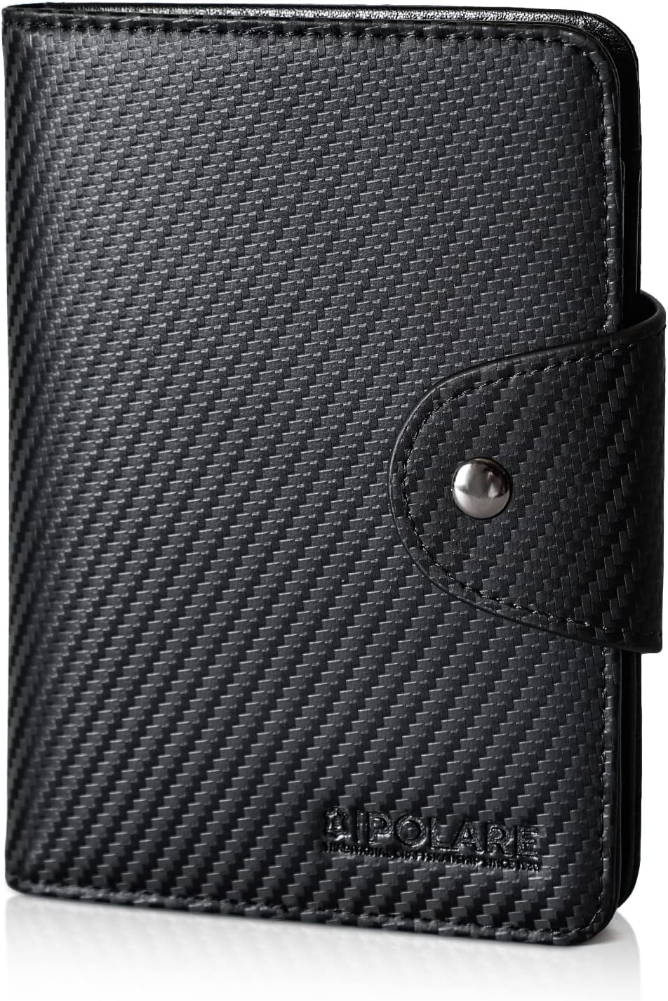 Polare Full Grain Leather Slim and Soft RFID Blocking wallet For Men Snap Bifold Travel Wallet Passport Holders 2 Passports (Carbon Black)