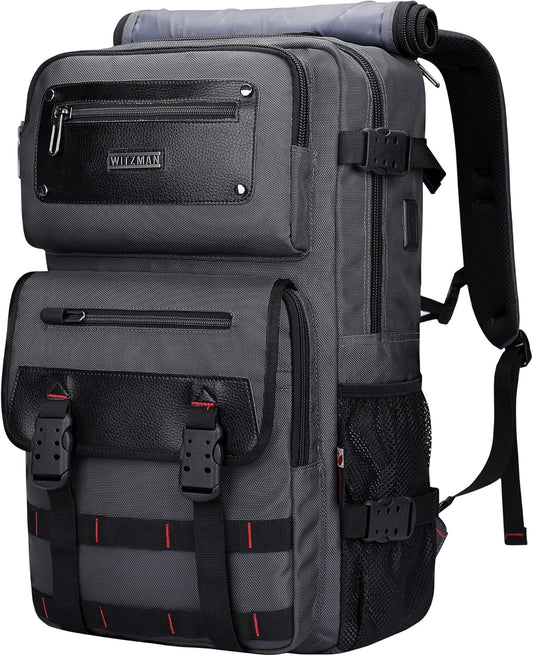 WITZMAN Carry On Travel Backpack for Men Duffle Bags Fit 17 Inch Laptop Airline Approved Laptop Backpack(B685 Silvery Grey)