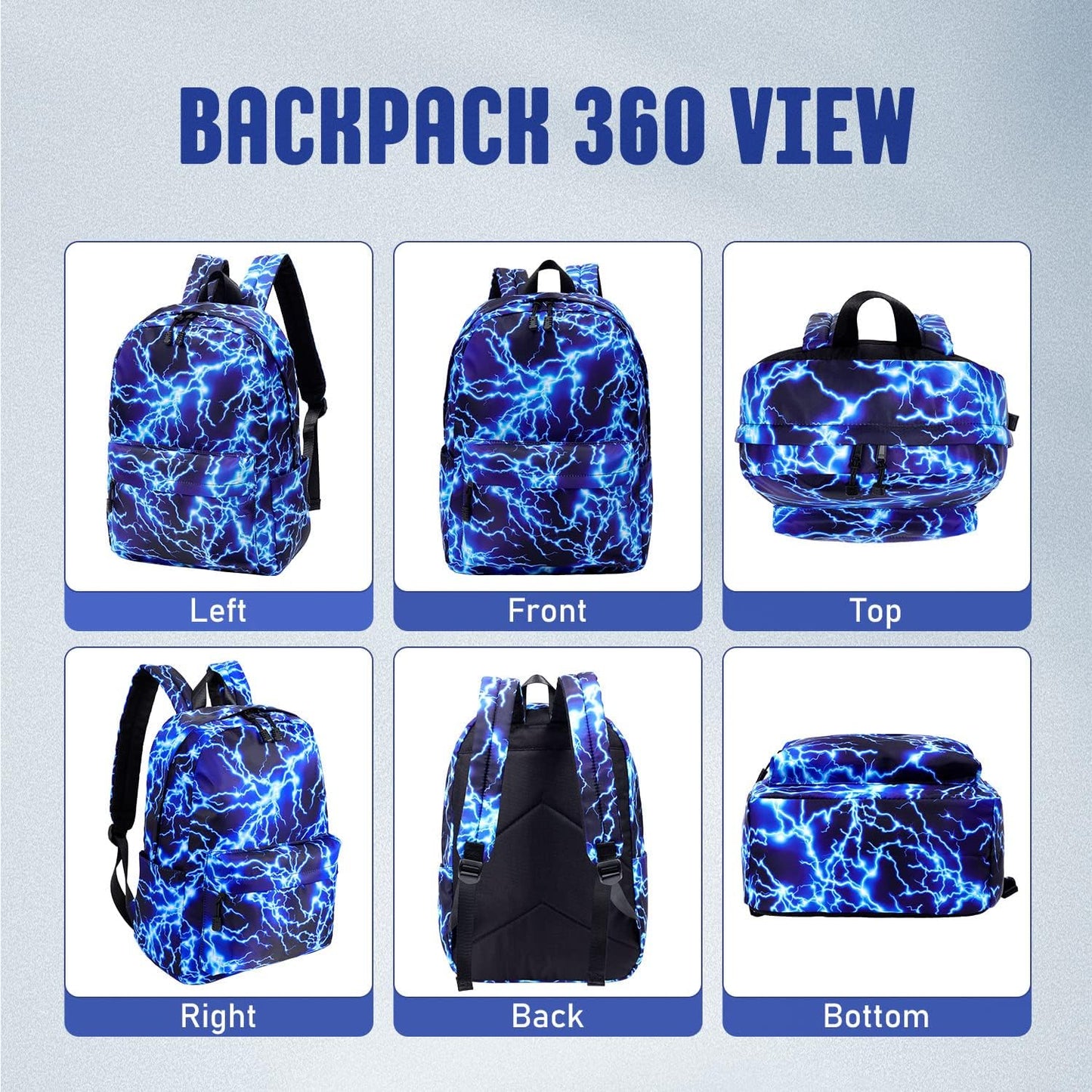 Checkered Backpack - School Backpack for Kids, Large Capacity, Waterproof, Lightweight, Black