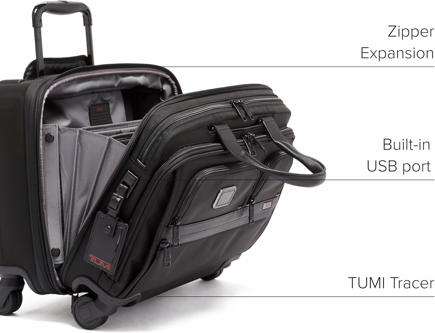 TUMI - Alpha Deluxe 4 Wheeled Laptop Case Brief - Laptop Bag with Wheels - Travel Briefcase with