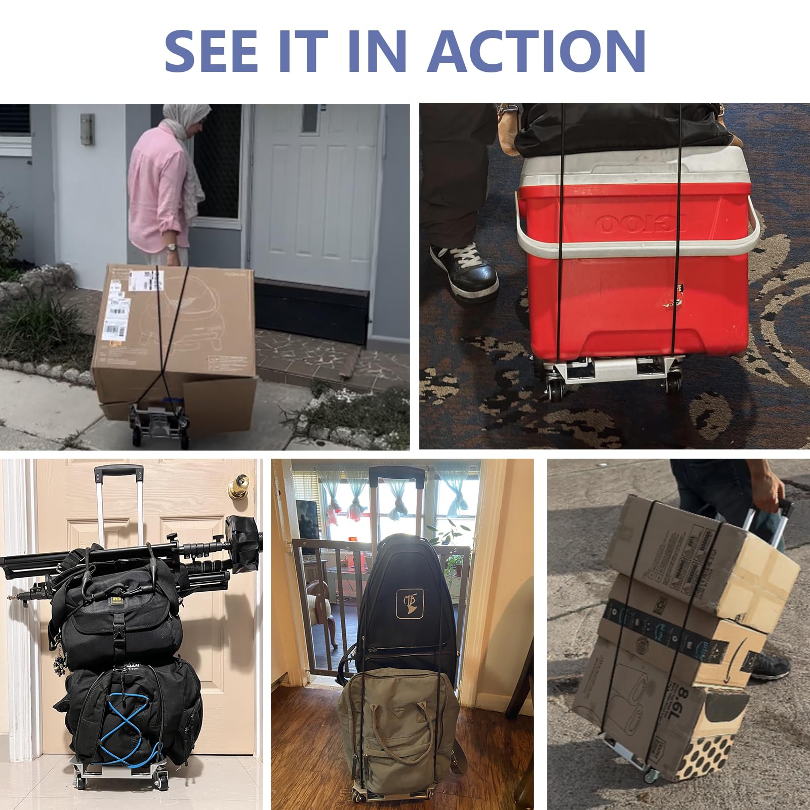 KEDSUM 270LBS Utility Luggage Cart with 4 Wheels, 100% Aluminum Hand Truck Dolly, Folding Hand