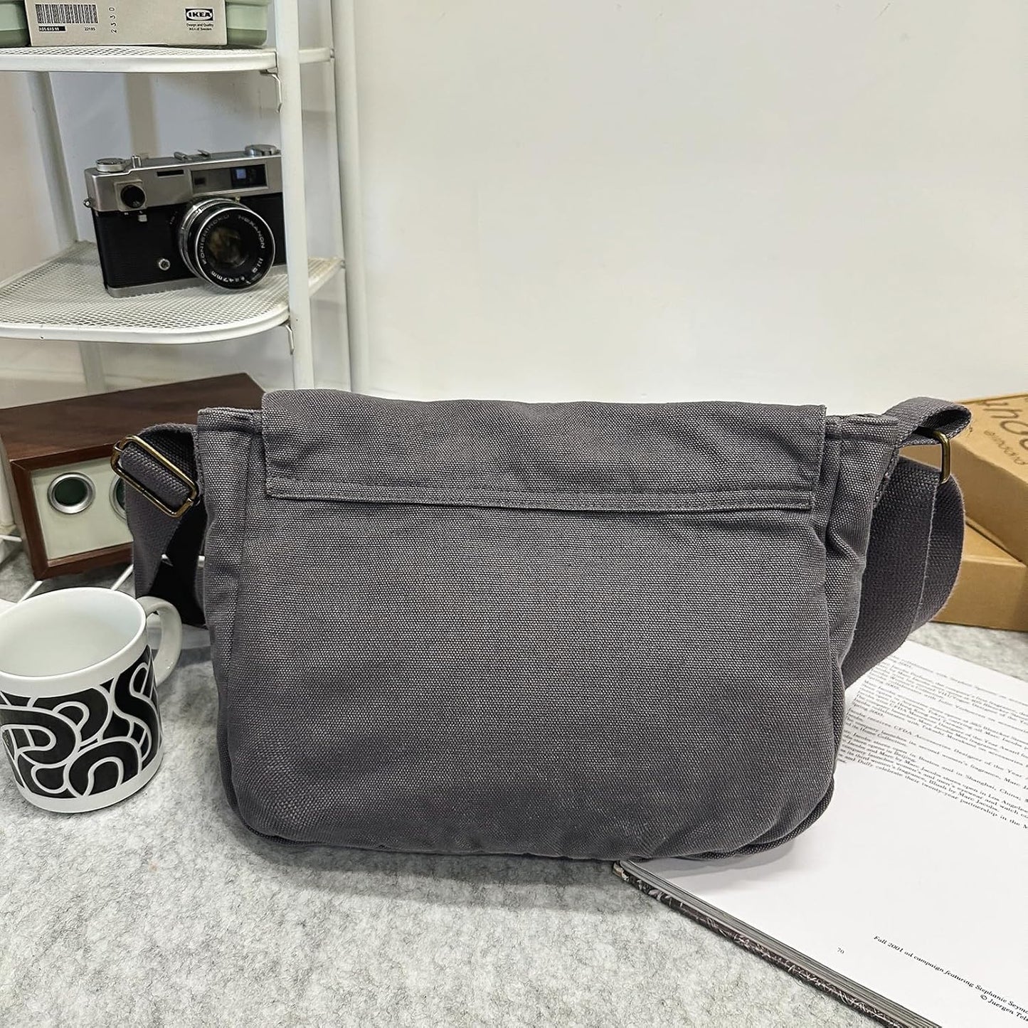 School Vintage Canvas Messenger Bag for Men Crossbody Shoulder Bag Satchel
