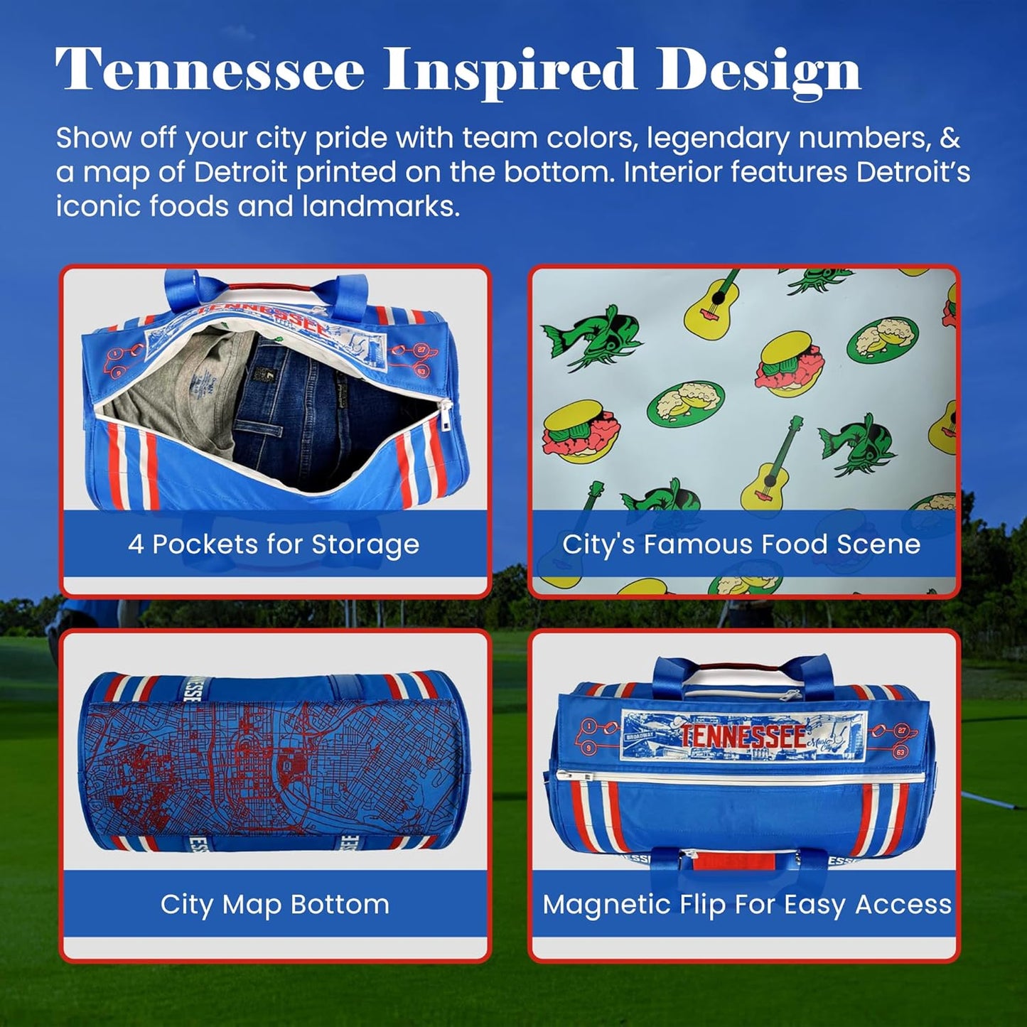 Varsity Cooler Tennessee Travel Party Duffel & Cooler – 30 Can Leakproof Insulated Tote Bag, Waterproof Soft compartment for Tailgating, Golf, Beach, Carry-On Luggage & Outdoor Sports