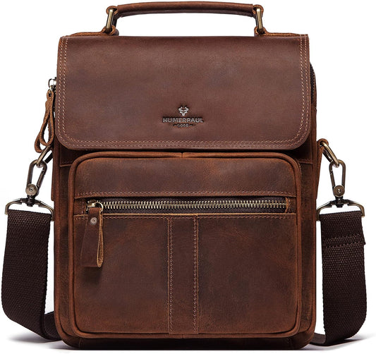 gzcz Leather Sling Shoulder Crossbody Bag Man Purse Messenger Bags for Men Women Outdoor Travel Business