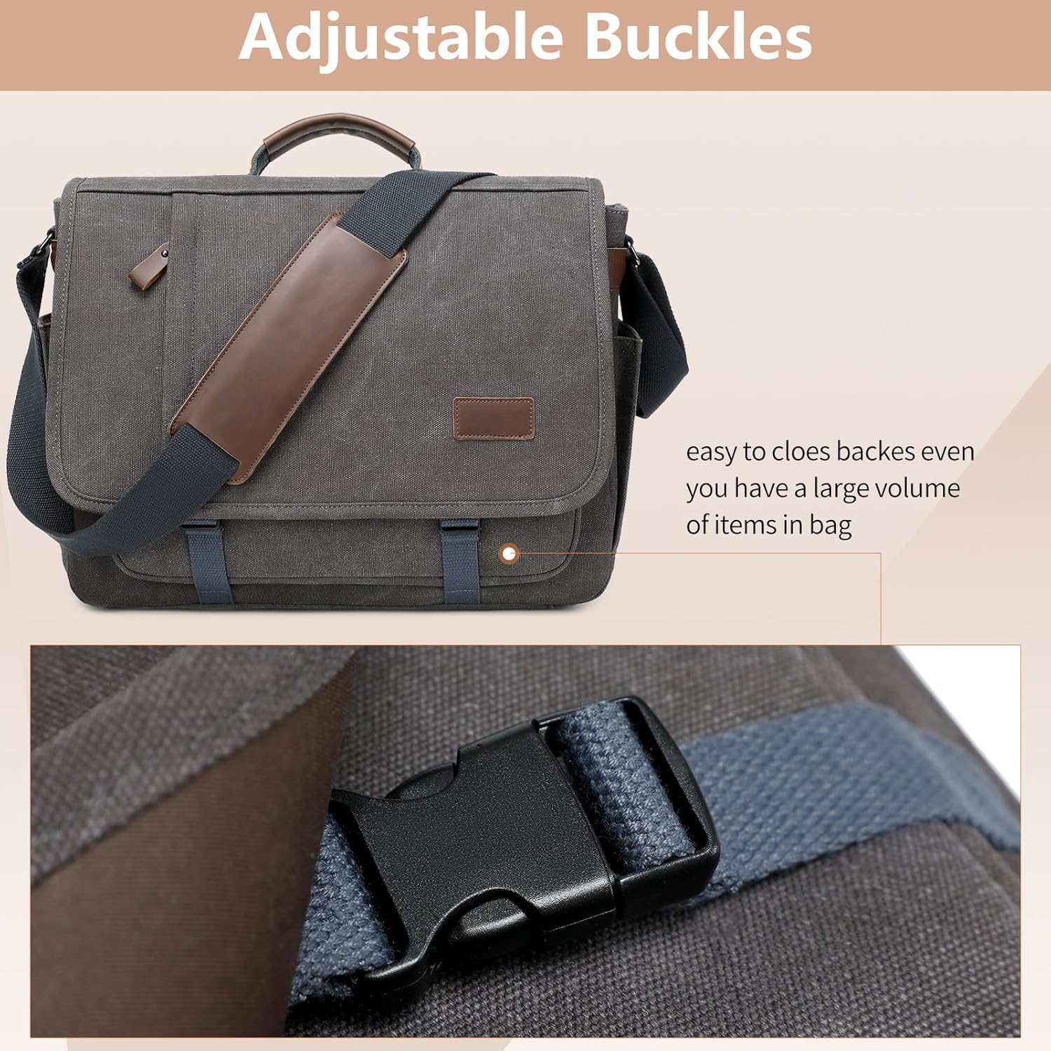 Canvas Messenger Bag for Men Waterproof Business Bags for Men Vintage Canvas Laptop Bag