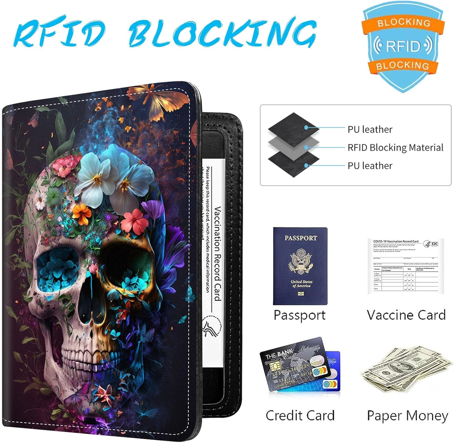 Passport Holder Cover Wallet Travel Essentials RFID Blocking Case Leather Passport Cover Wallet