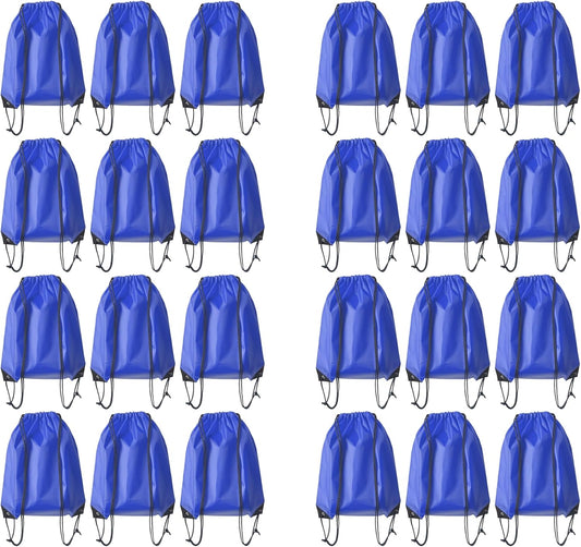 Drawstring Backpack Bulk 24Pcs Draw String Backpack Bags DIY Gym Sports Traveling Yoga Cinch Bag Sackpack Drawstring (royal blue bluenoye)
