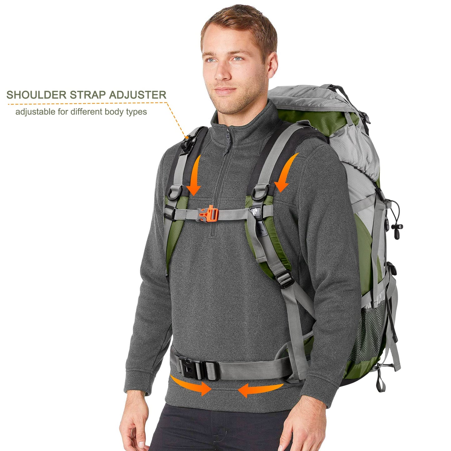 Loowoko 50L Hiking Backpack with Rain Cover for Both Men and Women