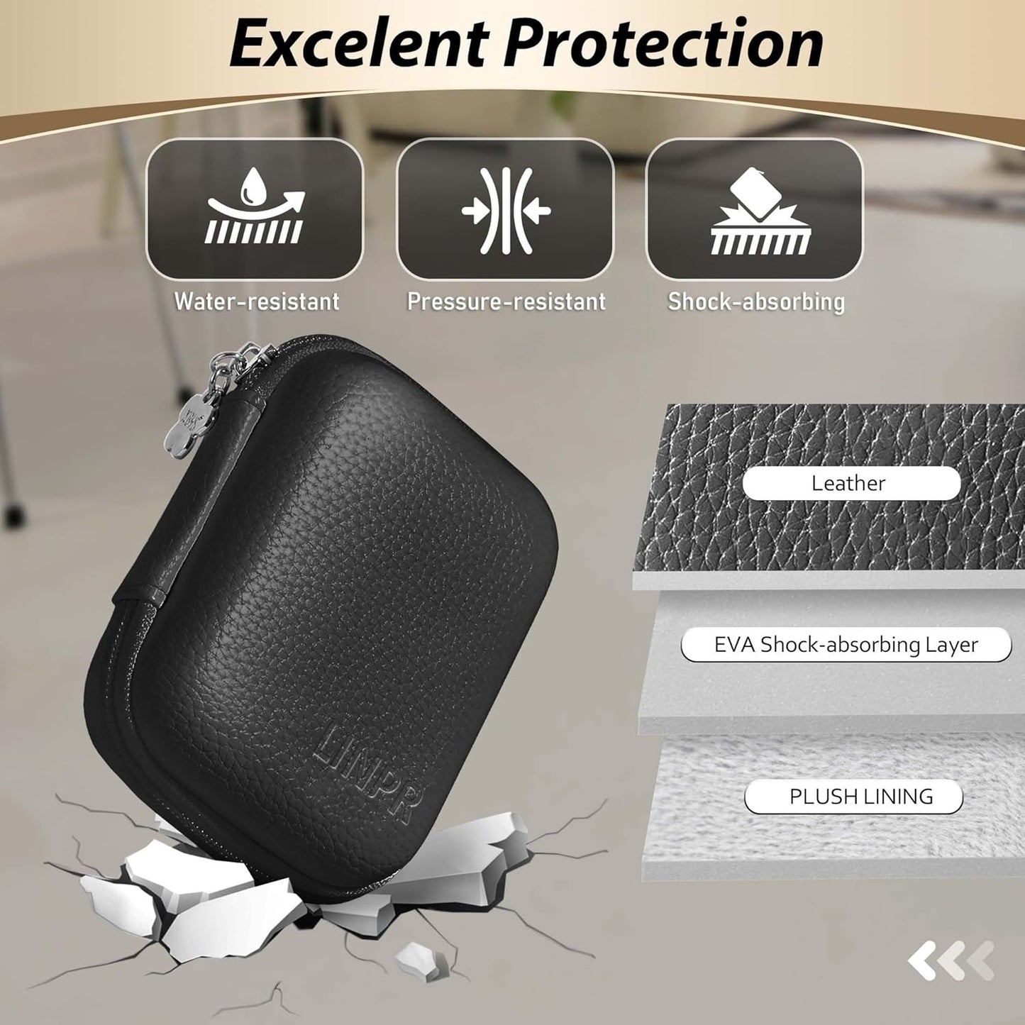 Digital Camera Case for CAMKORY, KODAK PIXPRO FZ45/FZ55, Canon IXUS 285 HS, Lecran, Small Travel Compact Camera Holder with Mesh Pocket for Accessories SD Card (Black)