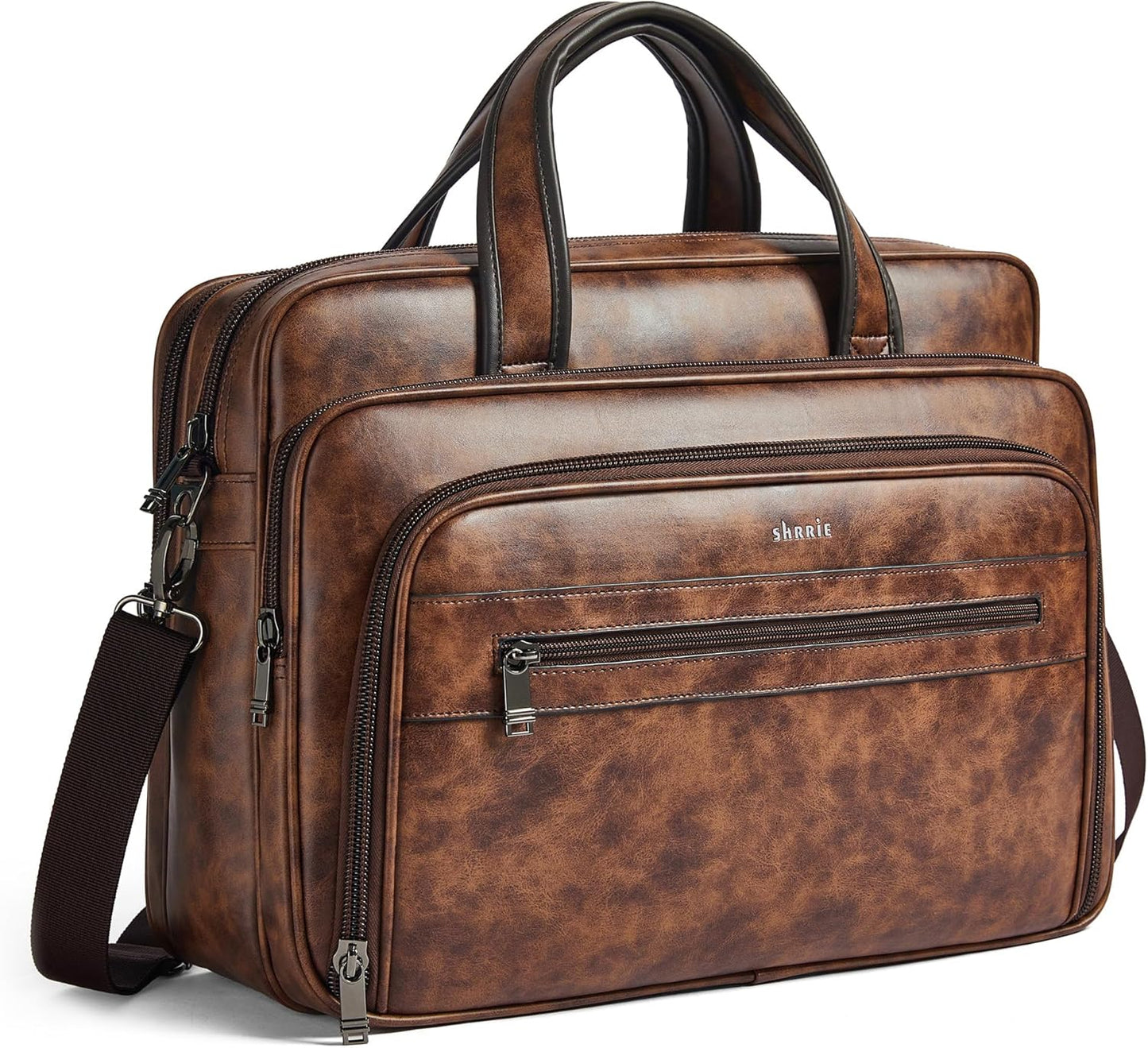 Shrrie Leather Messenger Bag for Men&Women 17 Inch Leather Laptop Bag,Water-Resistant Large Shoulder Satchel Office,Work