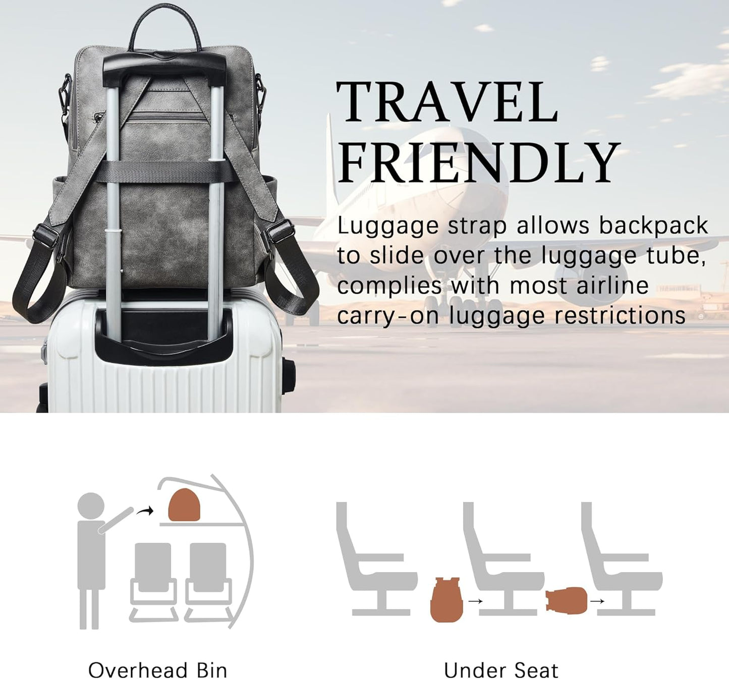 Shrrie Vegan Leather Laptop Backpack for Women 15.6 inch Work Backpack Fashion Travel Backpack