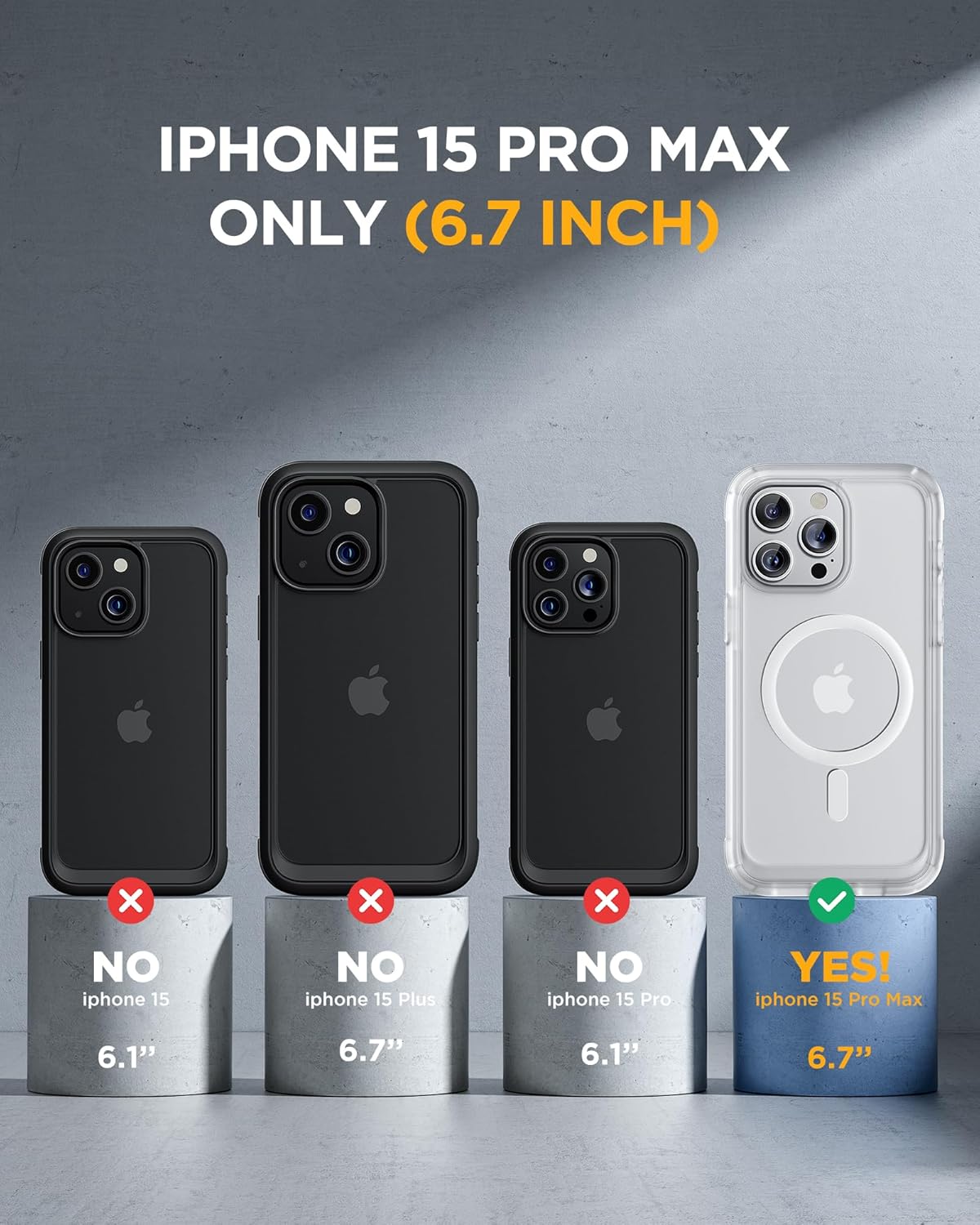 Miracase Magnetic for iPhone 15 Pro Max Flip Case 6.7'' Full-Body Drop Proof Flip Case for iPhone 15 Pro Max with Card Holder,Matte White