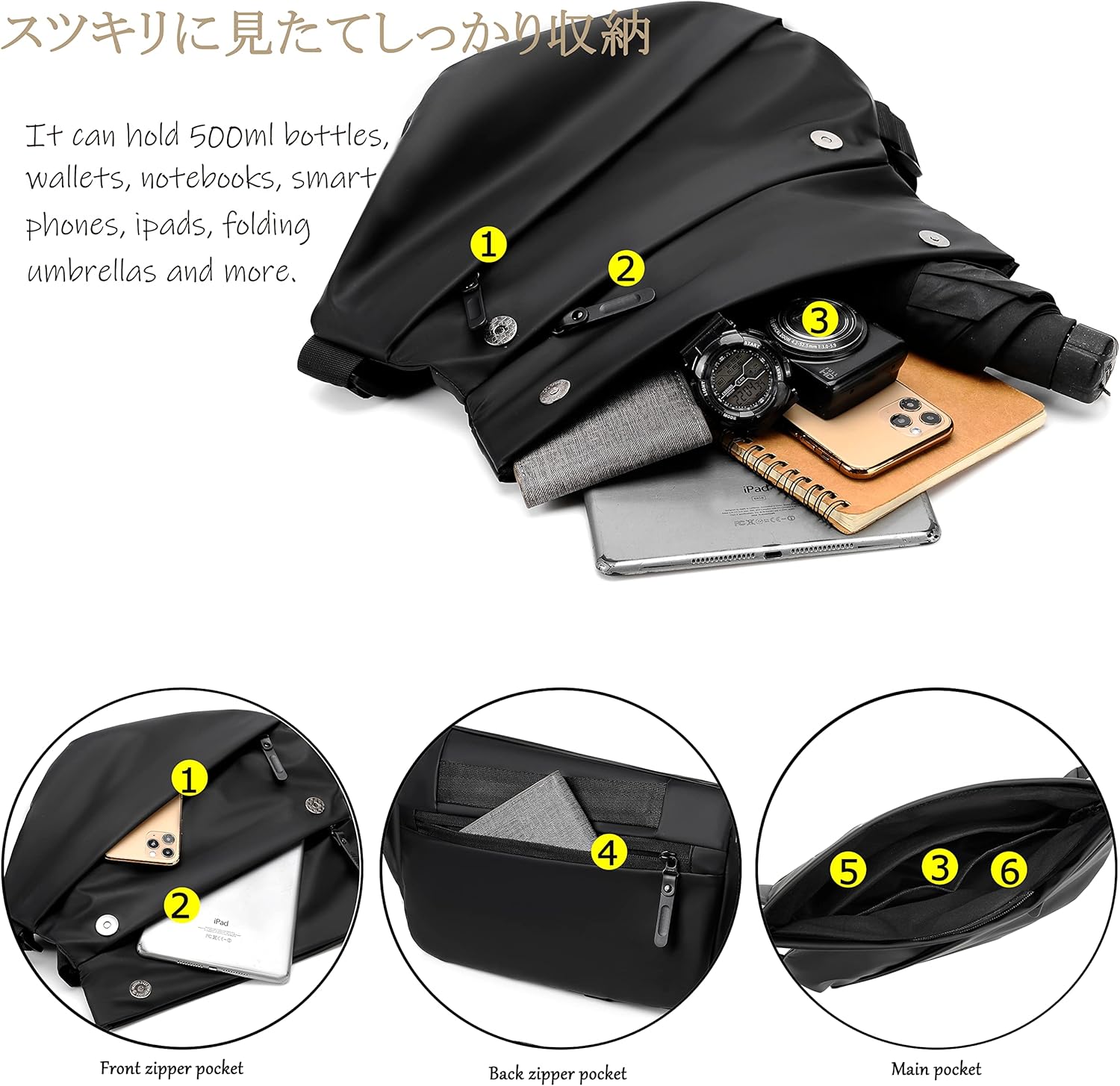 FSD.WG Cross-body bag Shoulder bag Sling Backpack and Crossbody Bags for Men fit 12" iPad Casual