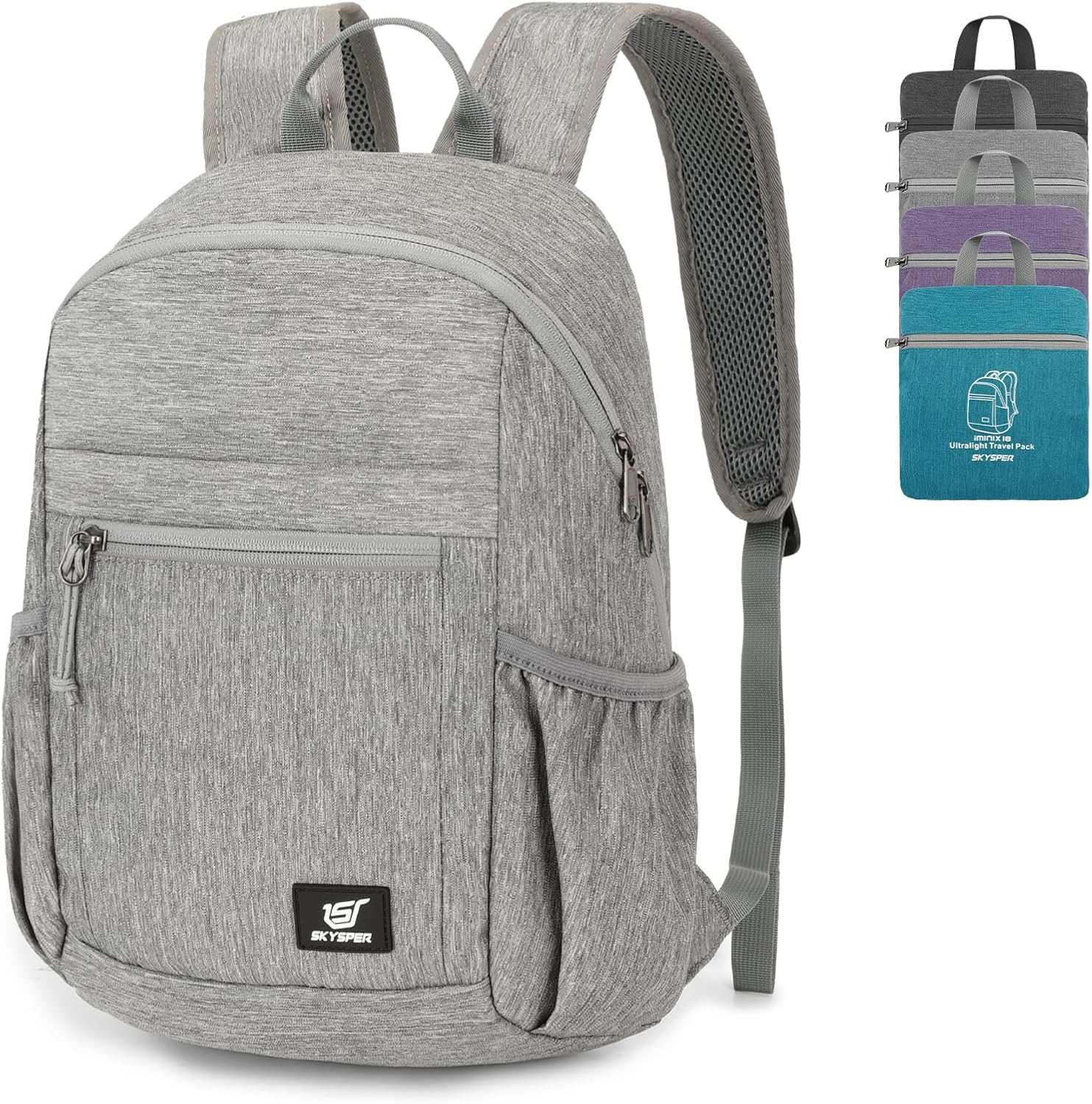 SKYSPER Anti Theft Hiking Backpack, 18L RFID Packable Travel Daypack, Lightweight Foldable Back