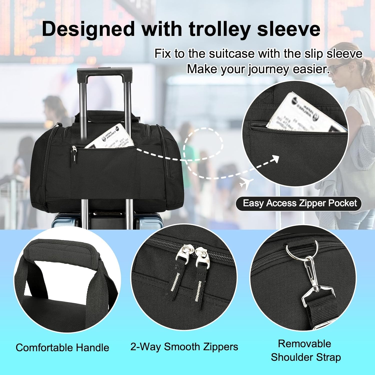 Urbanstand Gym Bag for Men & Women - 40L Duffel Bag with Shoe Compartment, Carry On Weekender Water