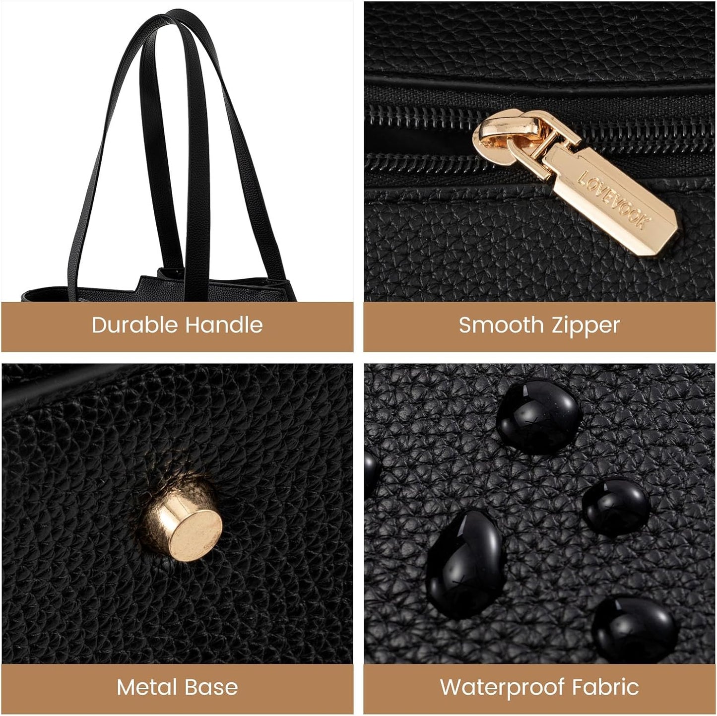 LOVEVOOK Laptop Tote for Women - 15.6 Inch Faux Leather Laptop Bag with Clutch, Large Capacity
